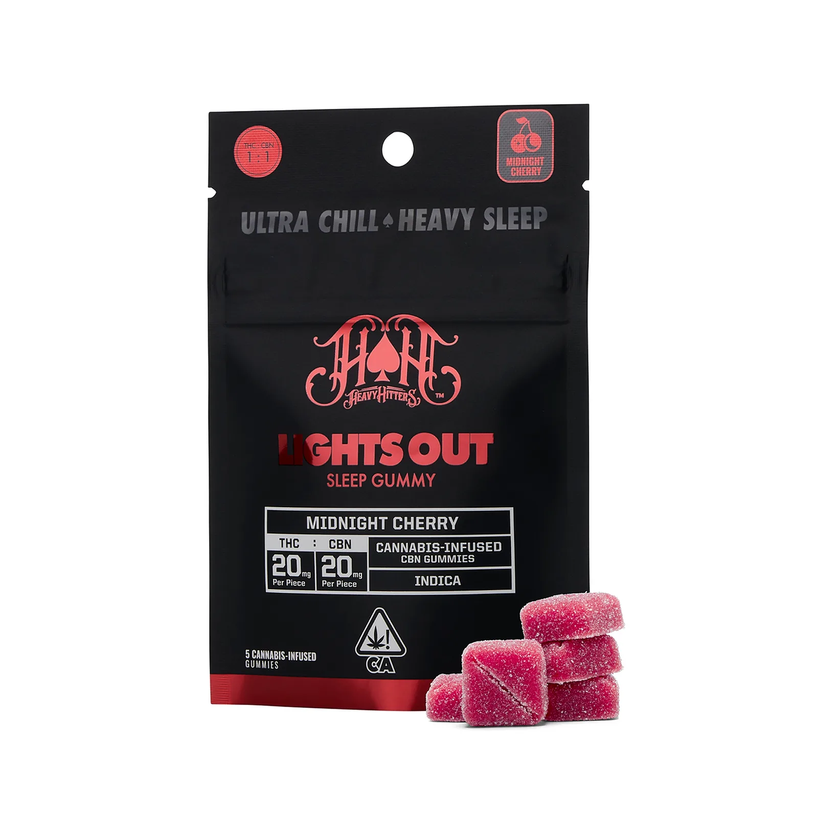 Heavy Hitters: 100mg THC/ 100mg CBN Gummy Pack: Midnight Cherry [I]