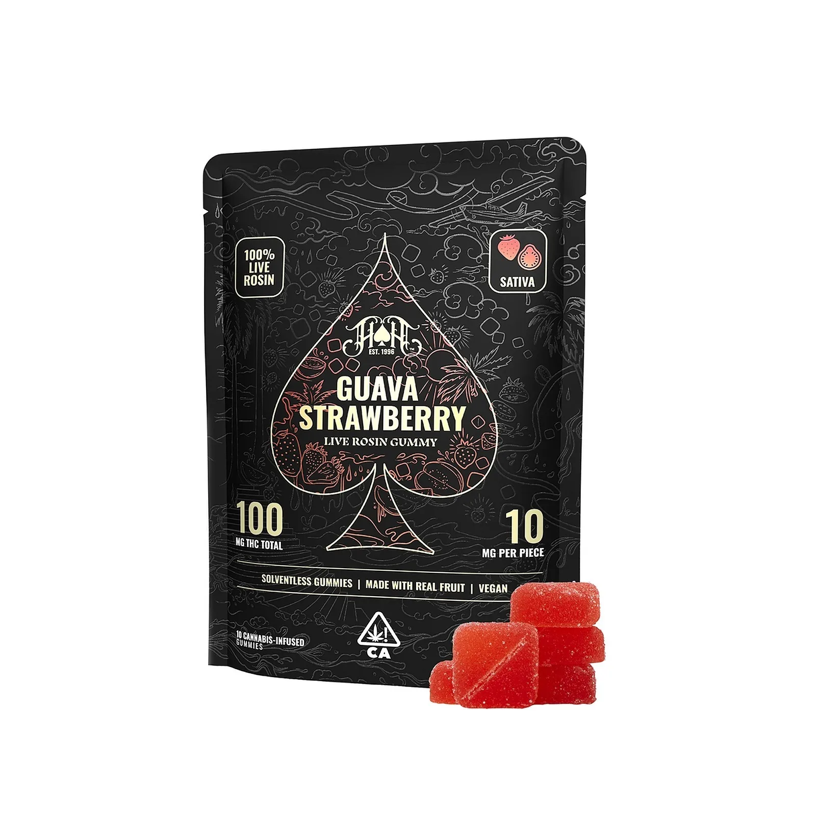 Heavy Hitters: 100mg Live Rosin Gummy Pack: Guava Strawberry [S]