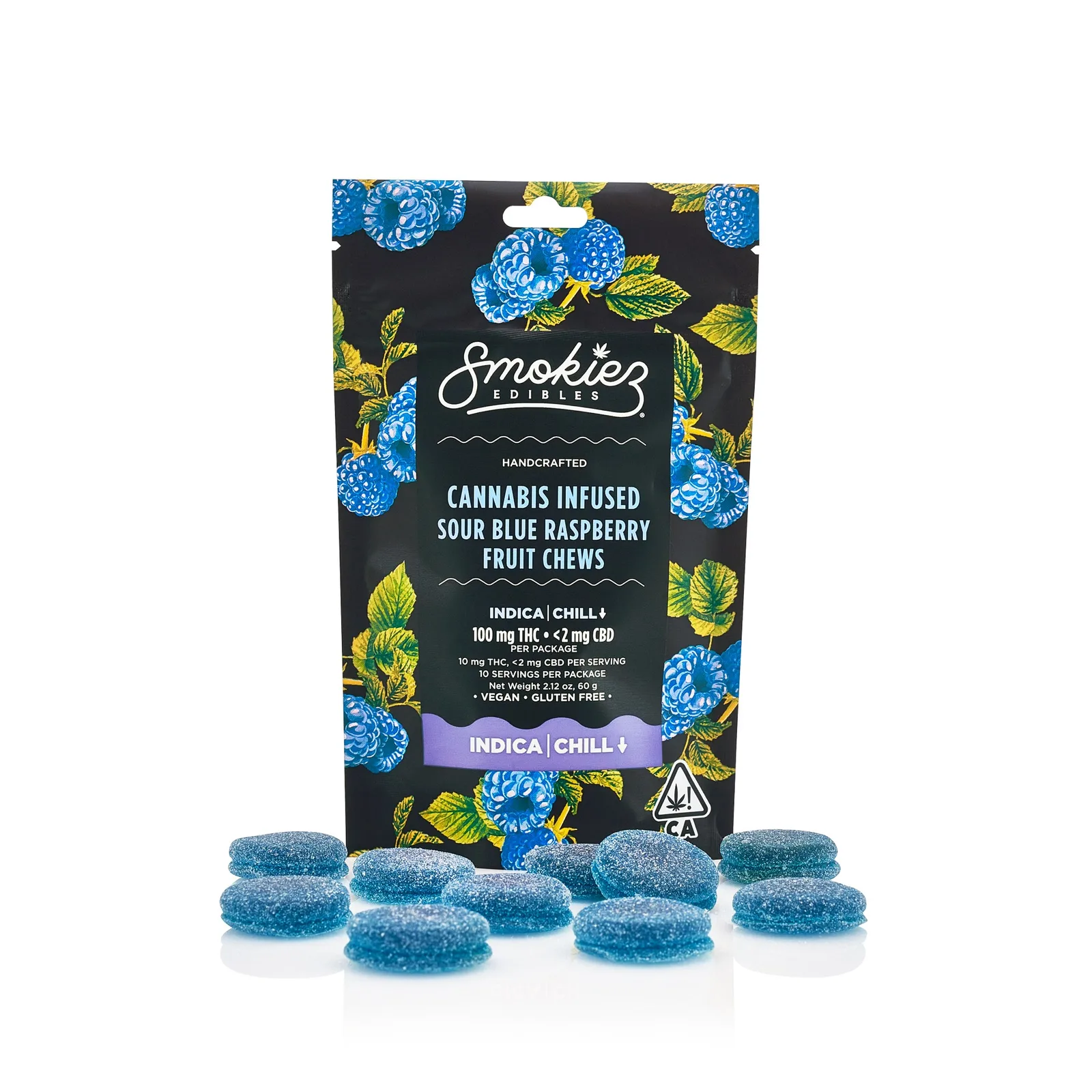 Sour Blue Raspberry Vegan Gummies 100mg