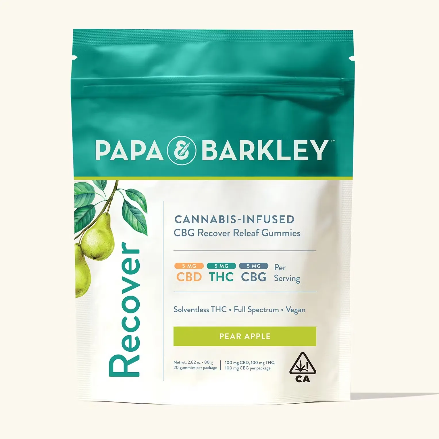 P&B: 100mg CBD/ 100mg THC/ 100mg CBG Gummy Pack: Recover: Pear Apple