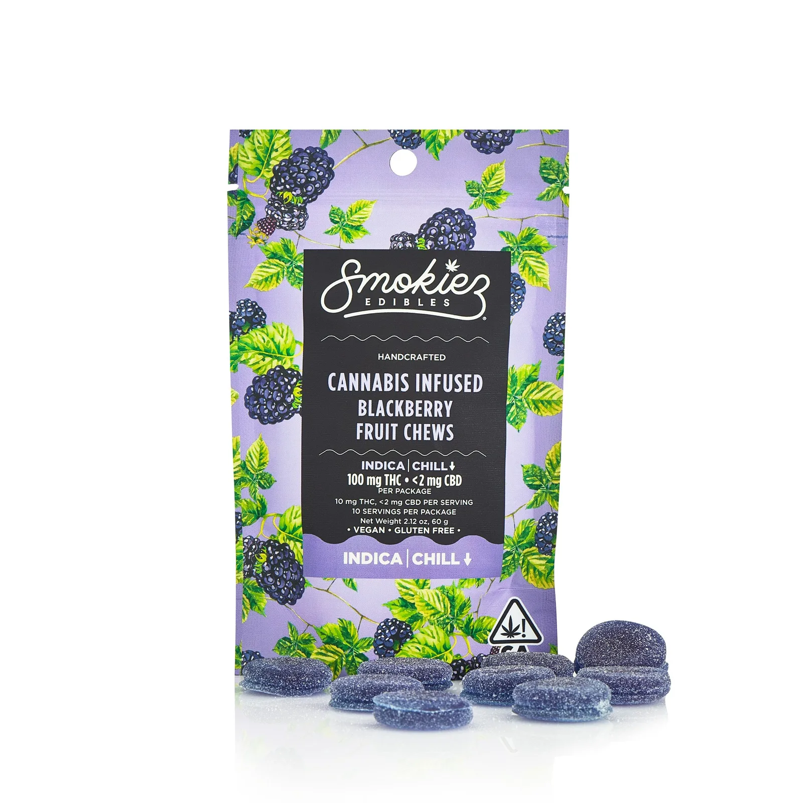100mg THC Blackberry Fruit Chews (10mg - 10 pack) - Smokiez