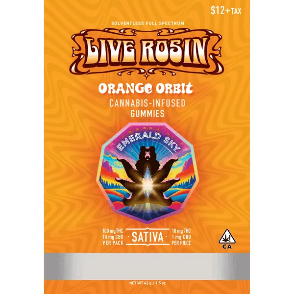 Emerald Sky Orange Orbit Live Rosin Gummies 100mg