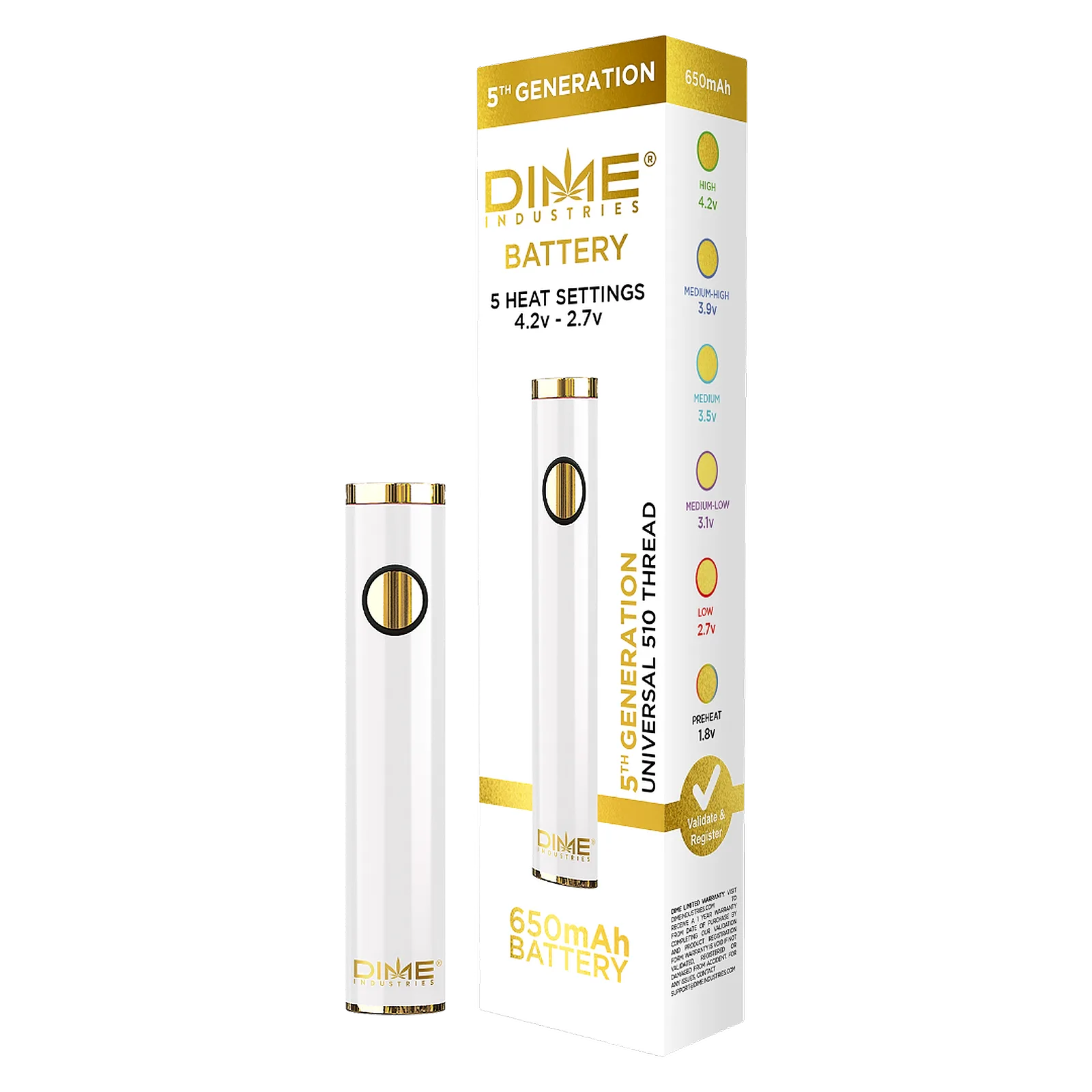 Dime Battery White Mini