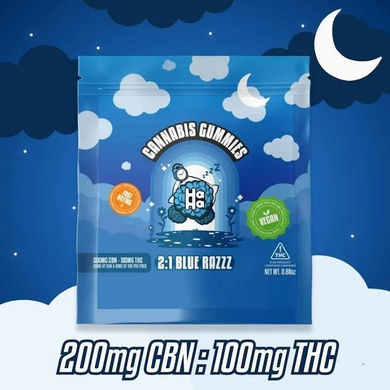 Blue Razz Vegan Gummies 2:1 (CBN:THC) - 10pk