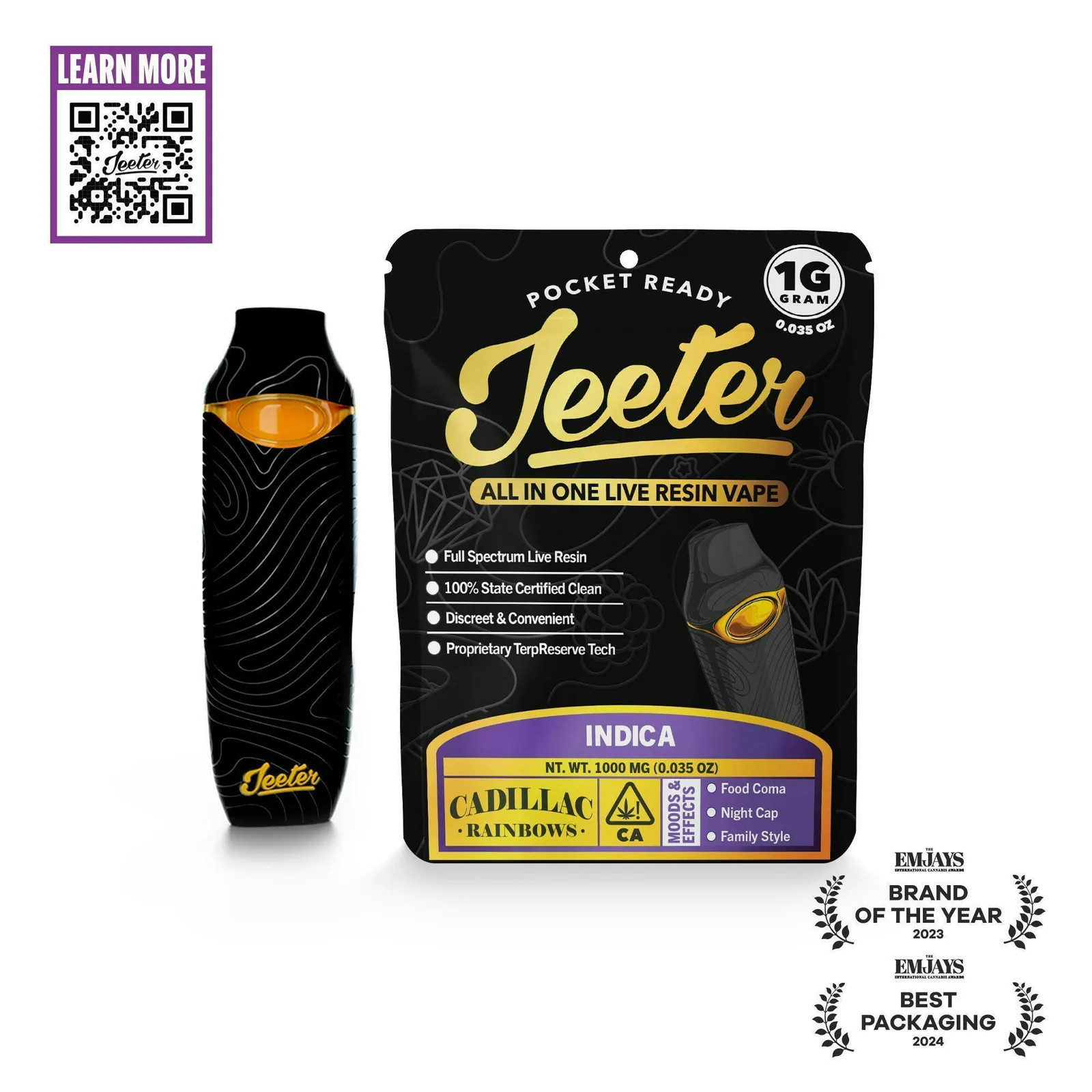 Jeeter | Cadillac Rainbows | Live Resin Disposable | 1g