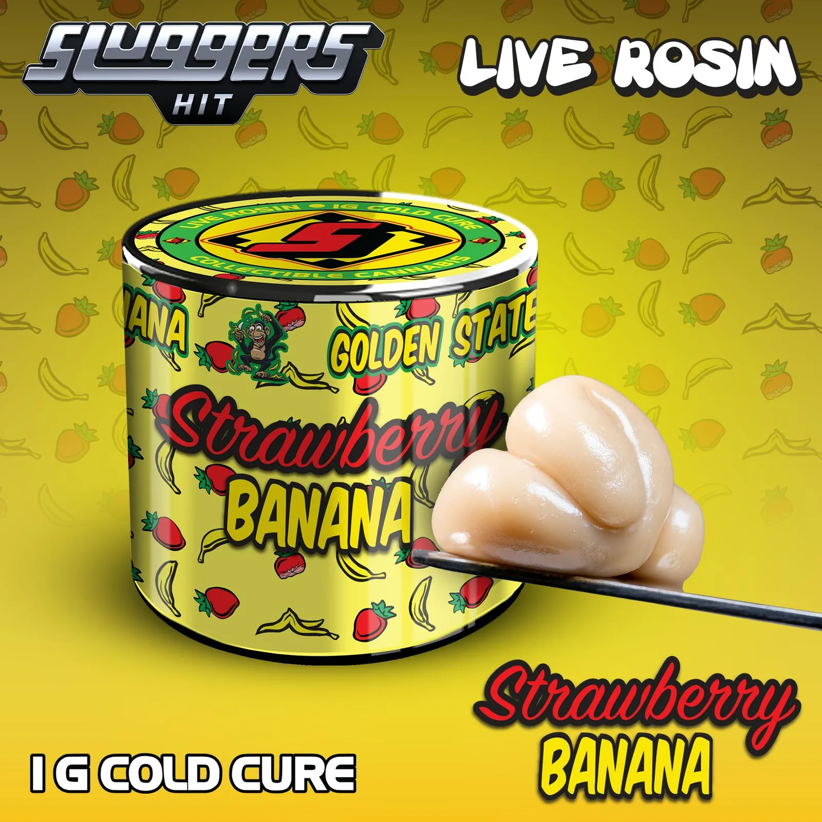 Sluggers x Golden State Banana - Live Rosin - 1g - Strawberry Banana
