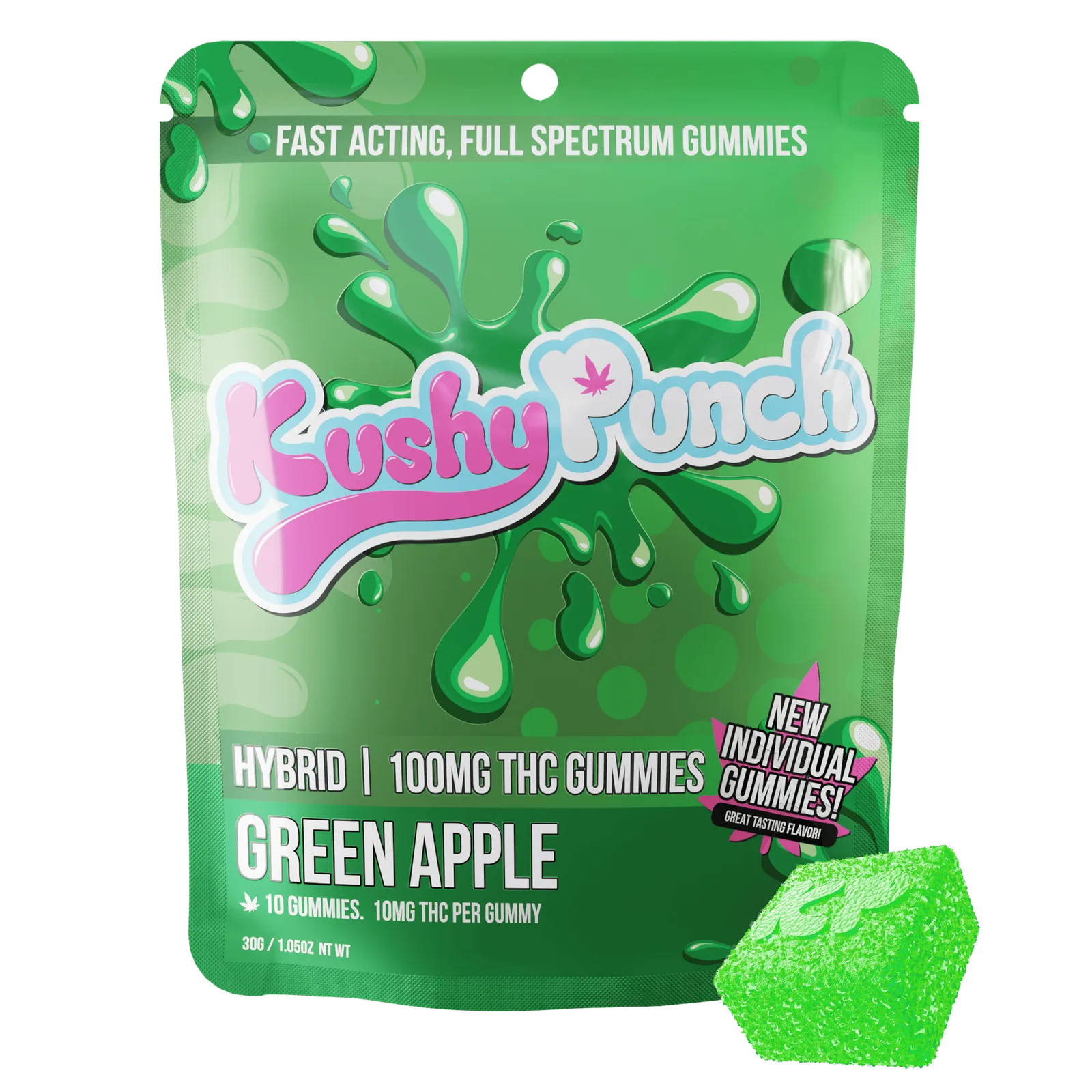 Kushy Punch - Hybrid Green Apple INDIVIDUAL GUMMIES 100MG