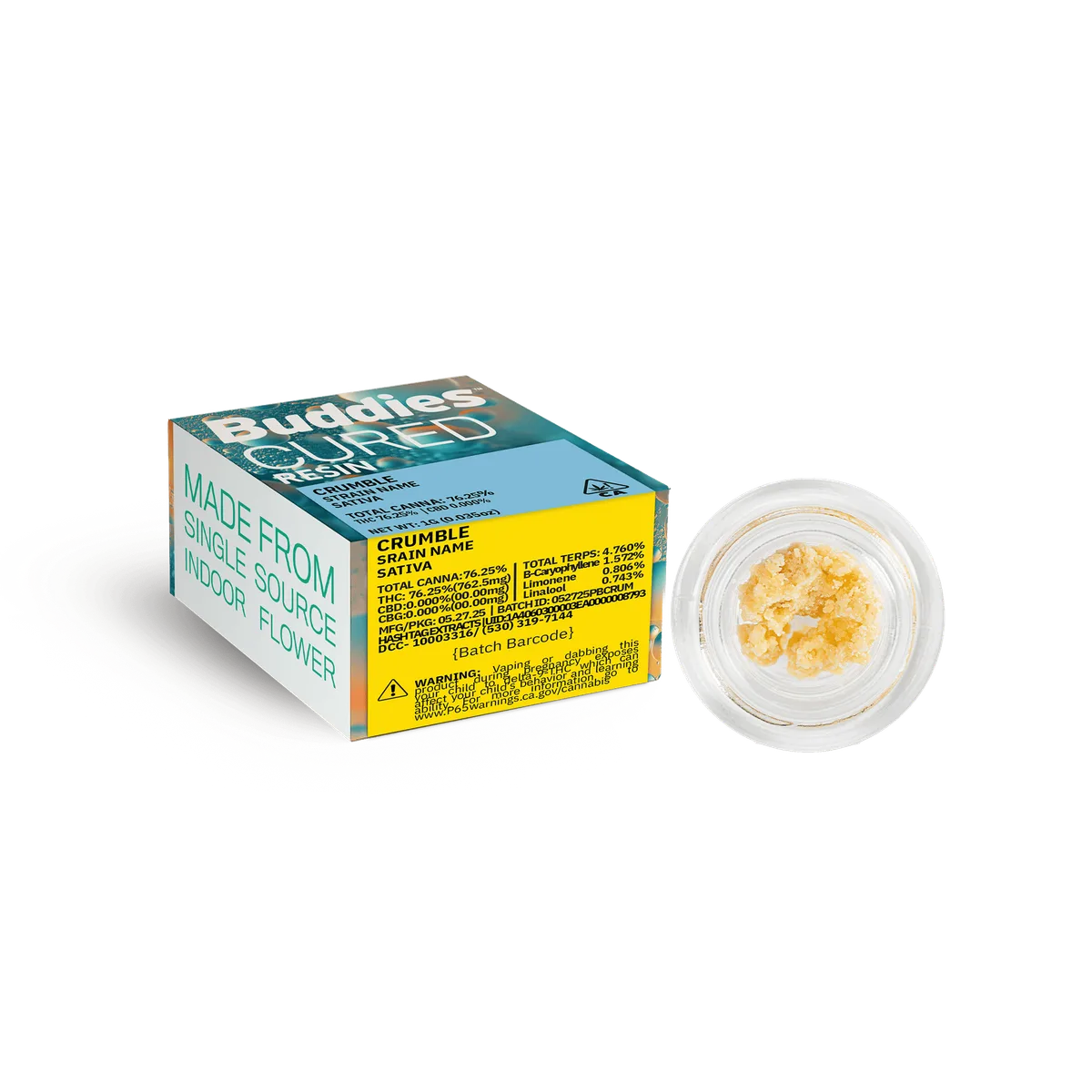 DAB CURED RESIN - PEACH TARTZ - SATIVA, THC 75.57%, 1G