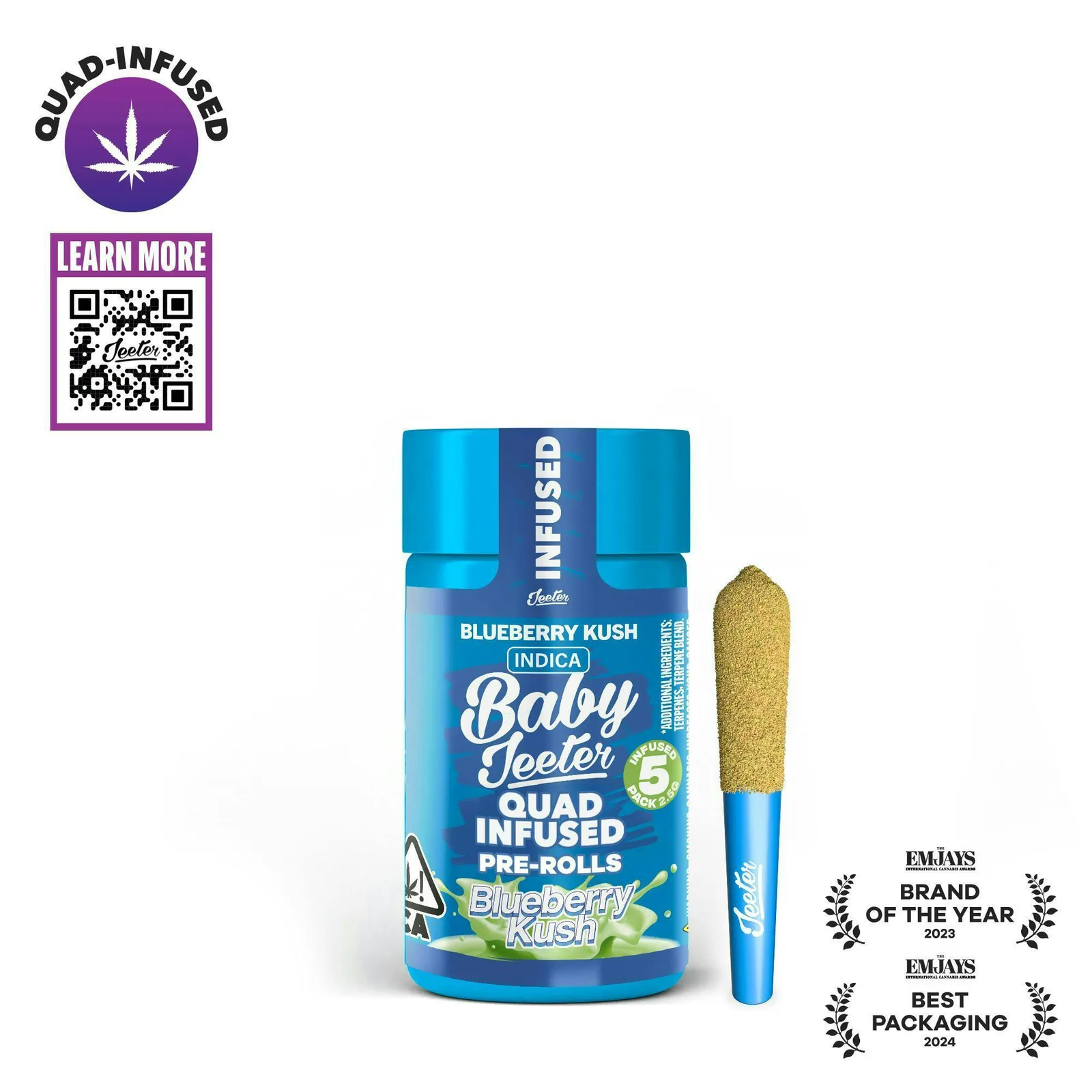 Jeeter | Blueberry Kush | Quad-Infused Minis | 0.5g each | 5pk