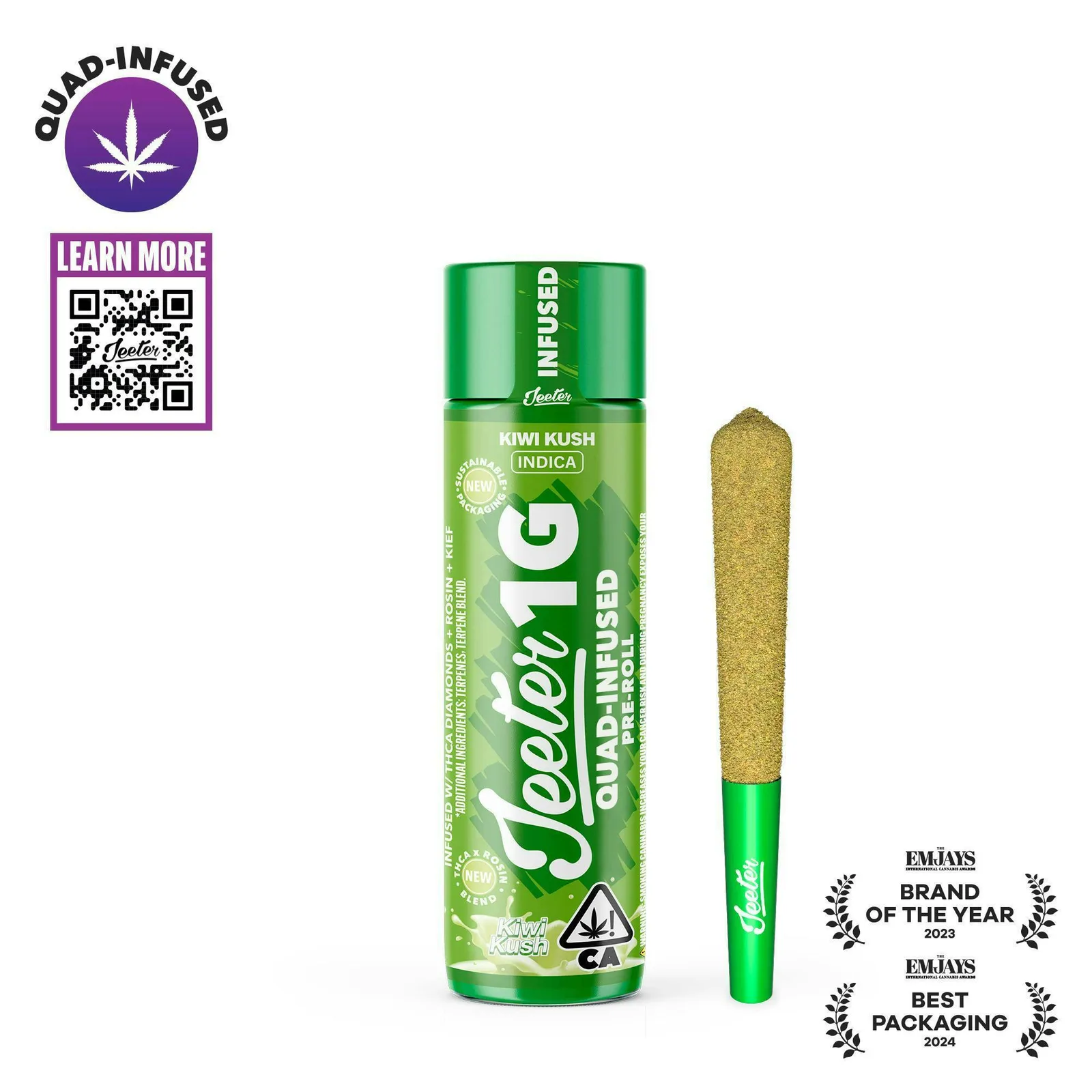 Jeeter | Kiwi Kush | Quad-Infused Joint | 1g