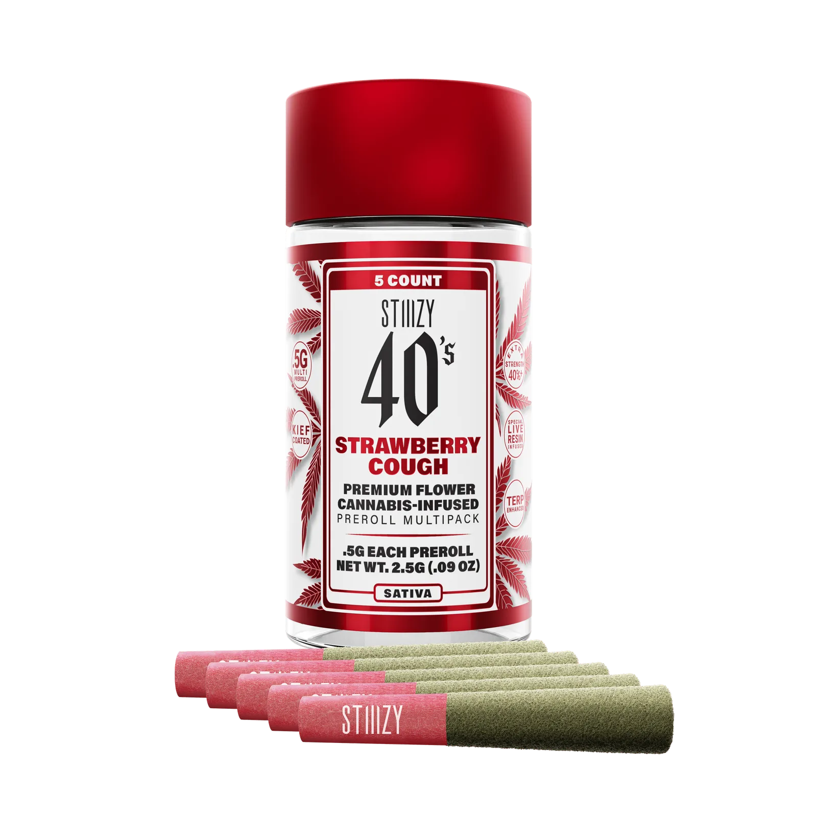 STRAWBERRY COUGH - .5G 40's Infused Preroll 5 Pack