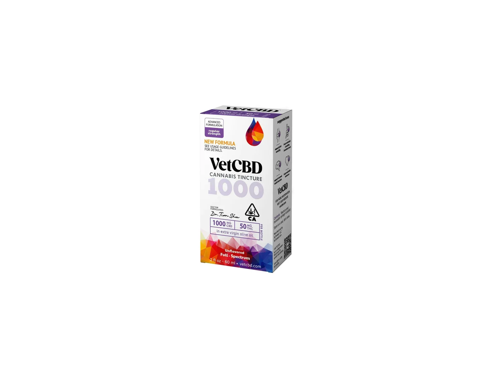 Vet CBD Tincture Regular Strength 1000mg CBD / 50mg THC 2oz