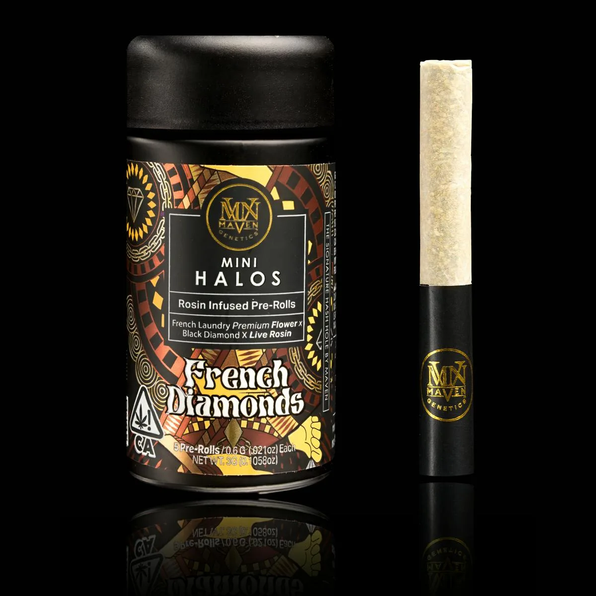French Diamonds - Maven Mini Halos Rosin Infused Pre-Rolls 5-Pack [3g]