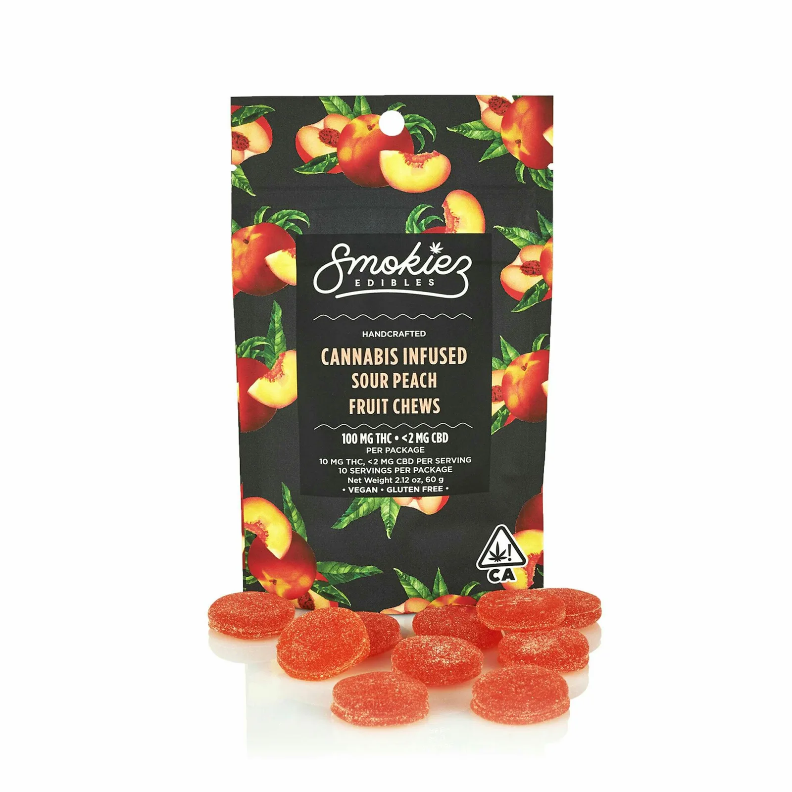 Sour Peach Fruit Chews, 100mg - CA