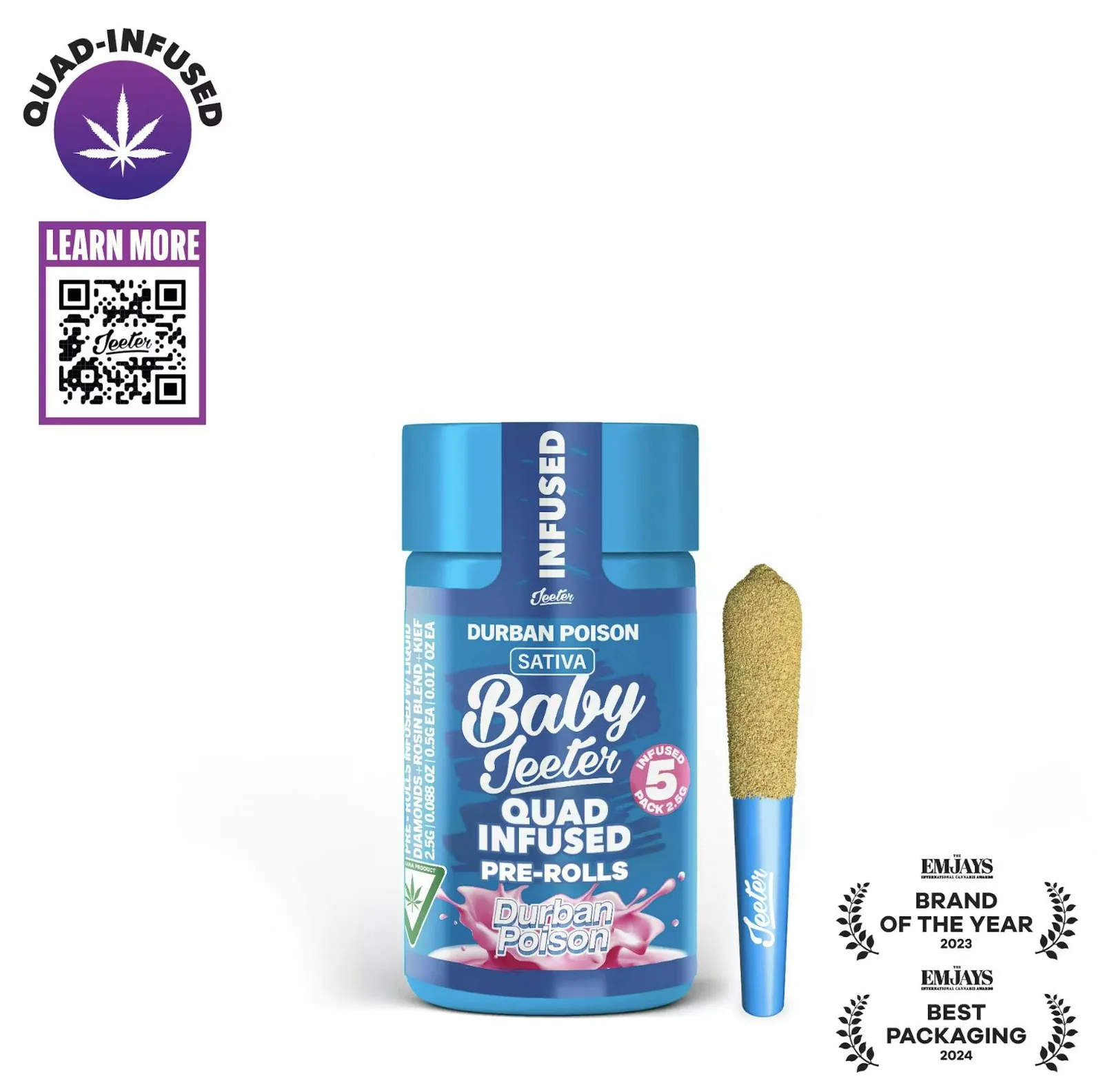 Jeeter | Durban Poison | Quad-Infused Minis | 0.5g each | 5pk