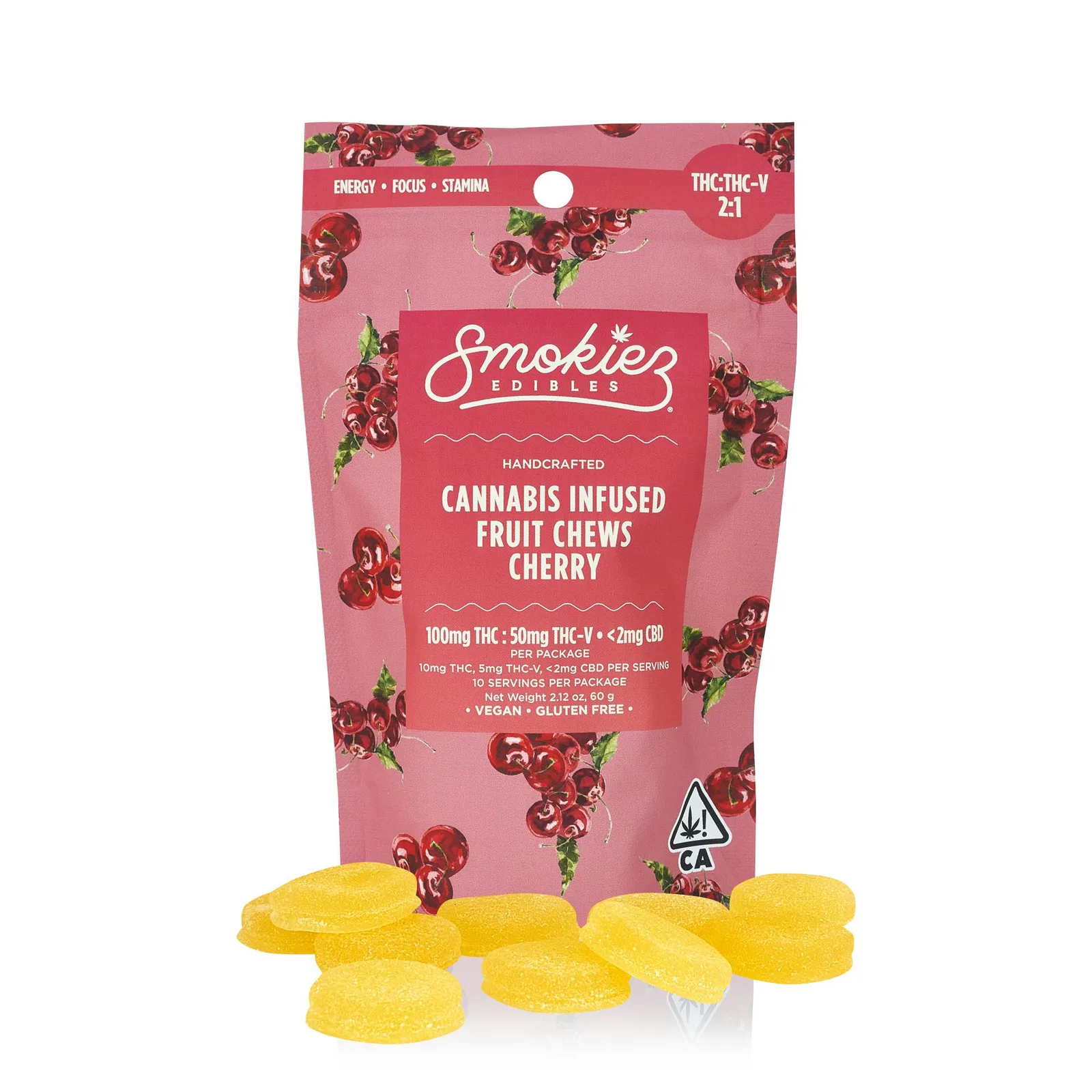 Cherry 100mg THC : 50mg THC-V Fruit Chews - CA