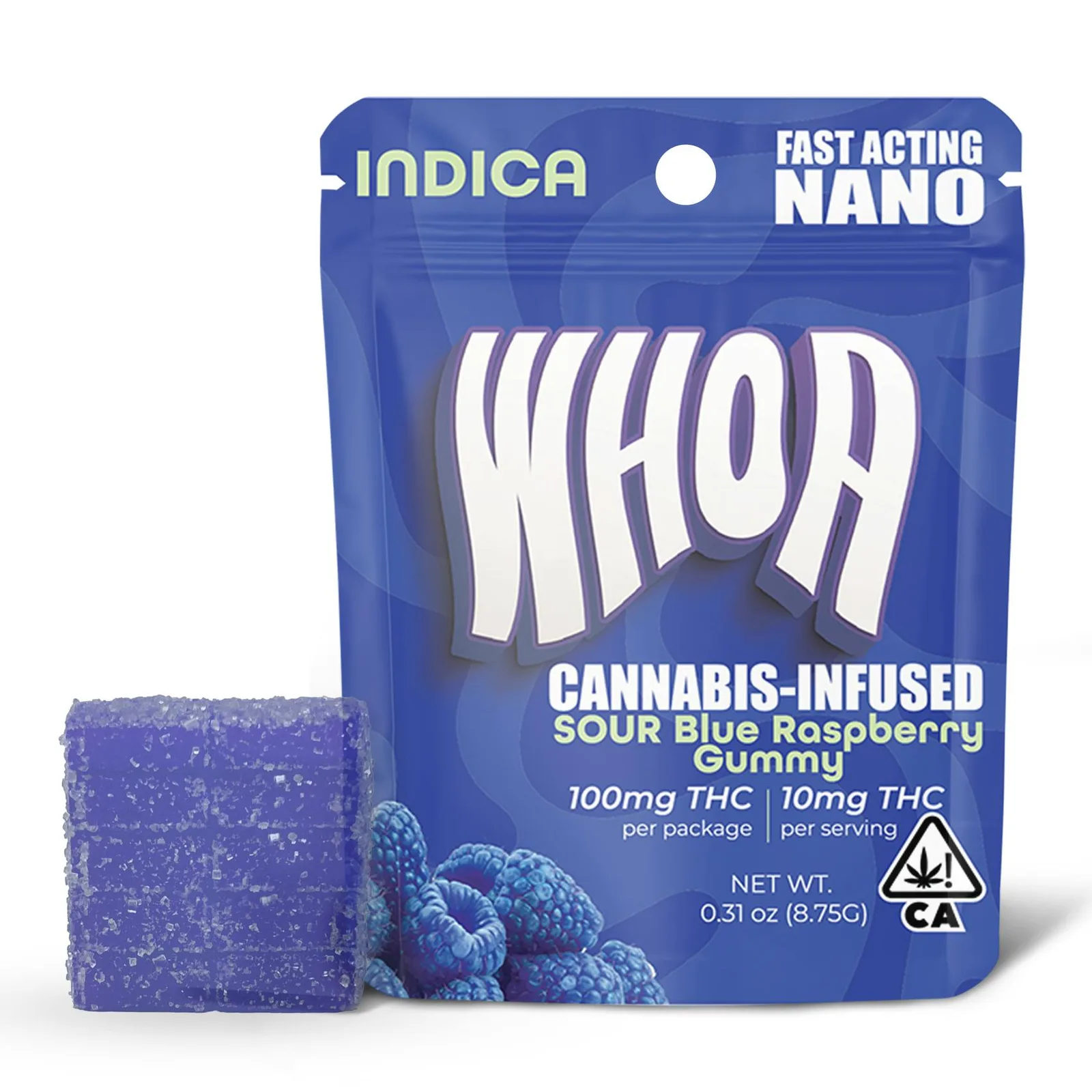 WHOA Sour Blue Raspberry Gummy - Bite (100mg)