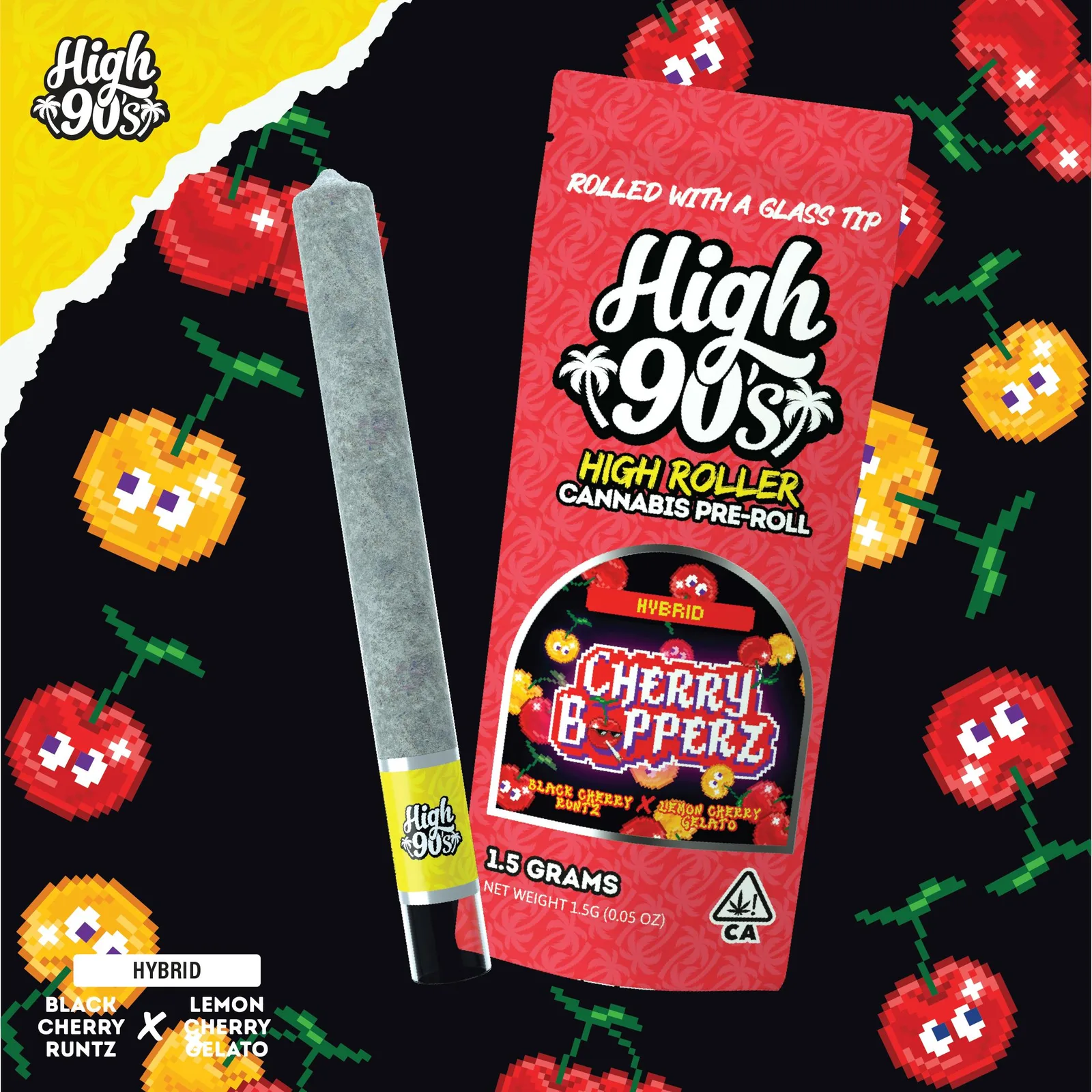 High 90s : Cherry Bopperz 1.5g High Roller Pre-Roll