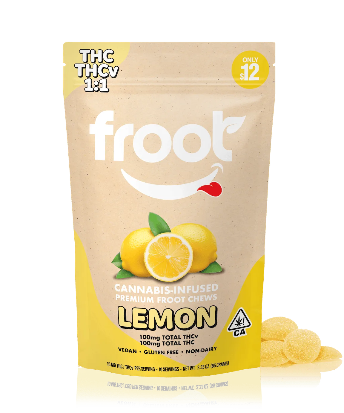 Froot Lemon 1:1 THCv:THC Gummies - 100mg THCv: 100mg THC
