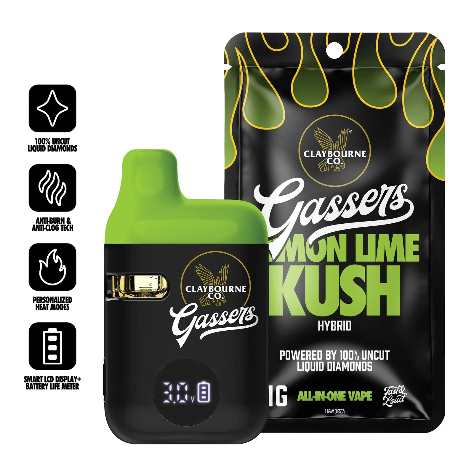 Lemon Lime Kush (1g) - Gassers All-In-One Liquid Diamonds Vape