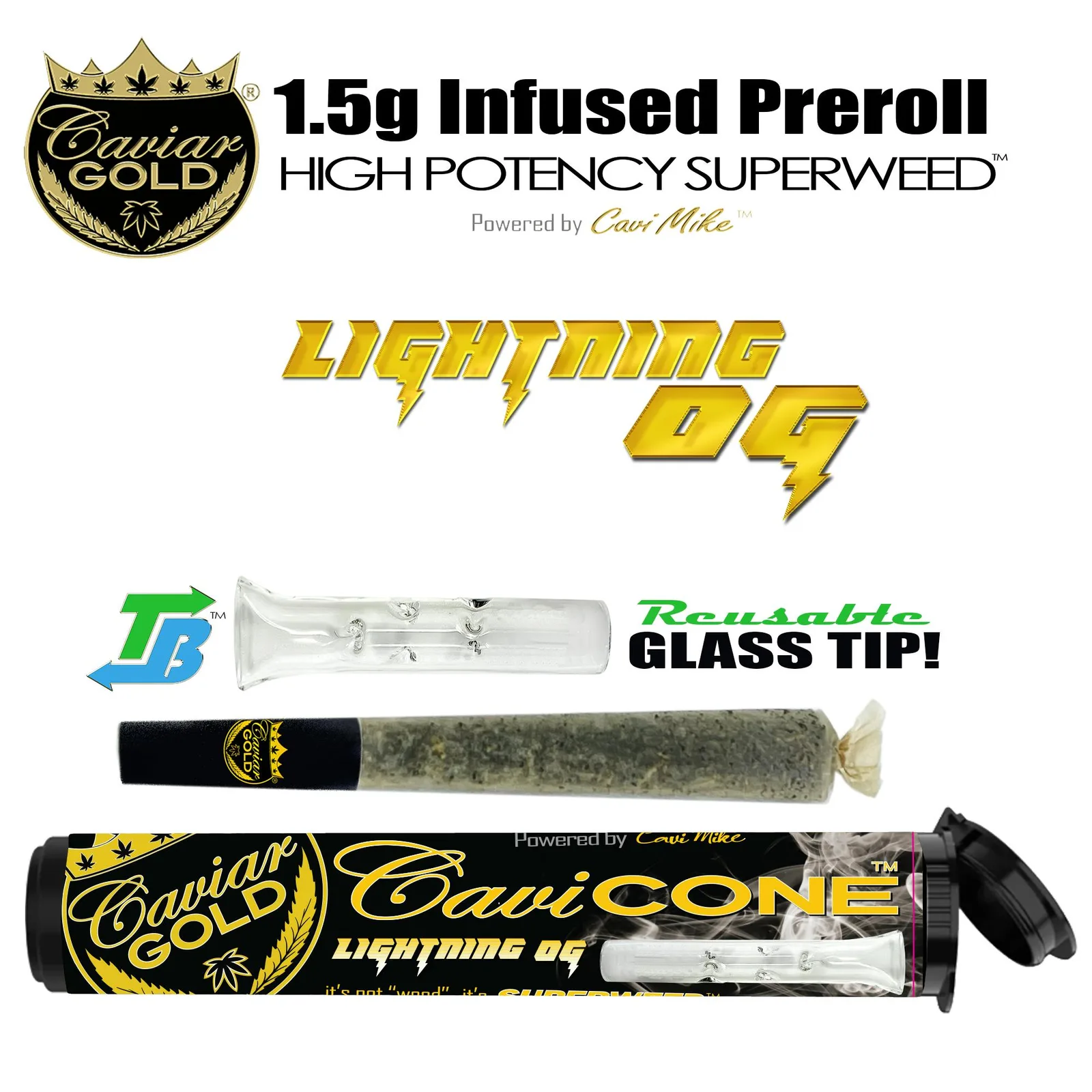 Cavi Cone | Infused Pre-Roll | Lightning OG | 1.5g