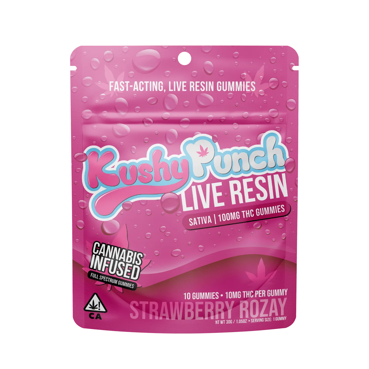 Kushy Punch - Live Resin Strawberry Rozay Gummies 100MG (SATIVA)