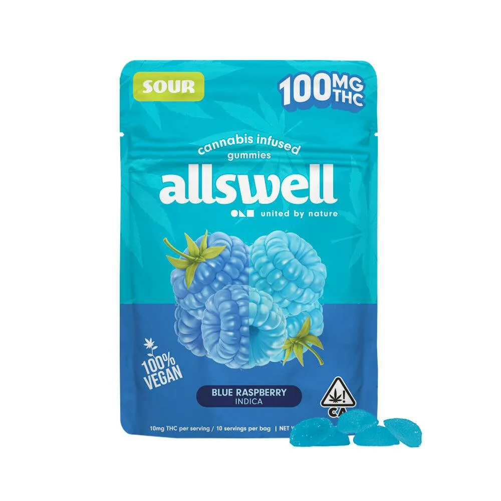 Sour Blue Raspberry Gummies [100mg]