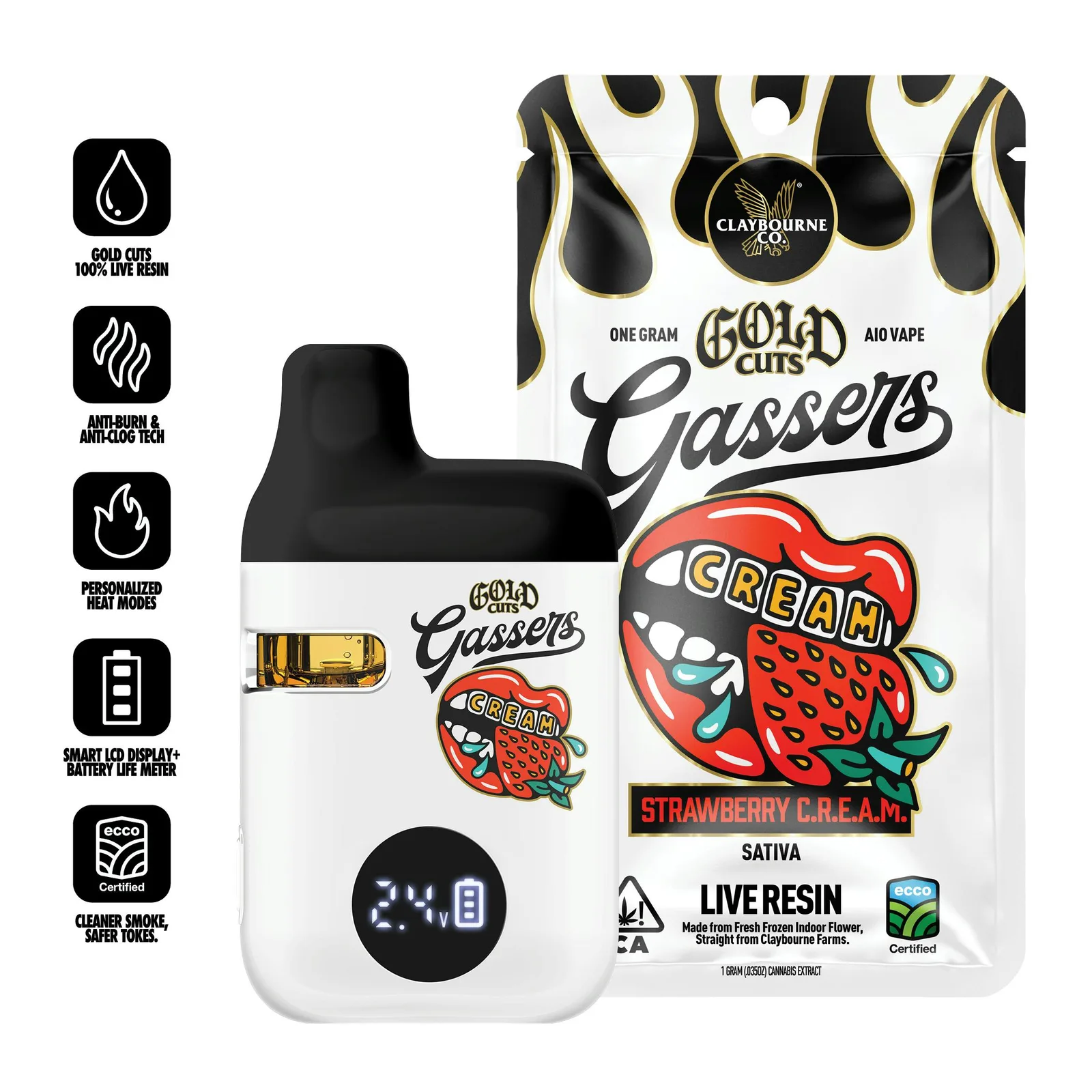 Strawberry C.R.E.A.M (1g) - Gassers All-In-One Live Resin Vape