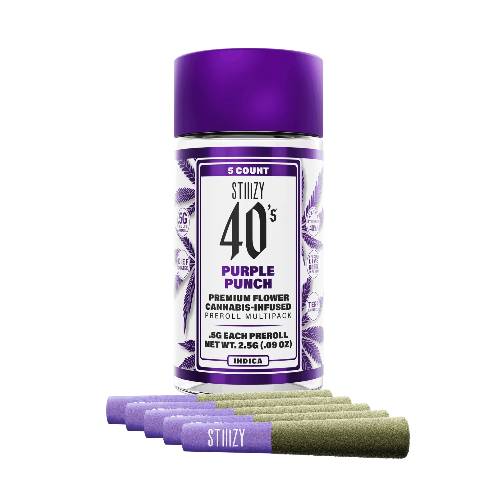 PURPLE PUNCH - .5G 40's Infused Preroll 5 Pack