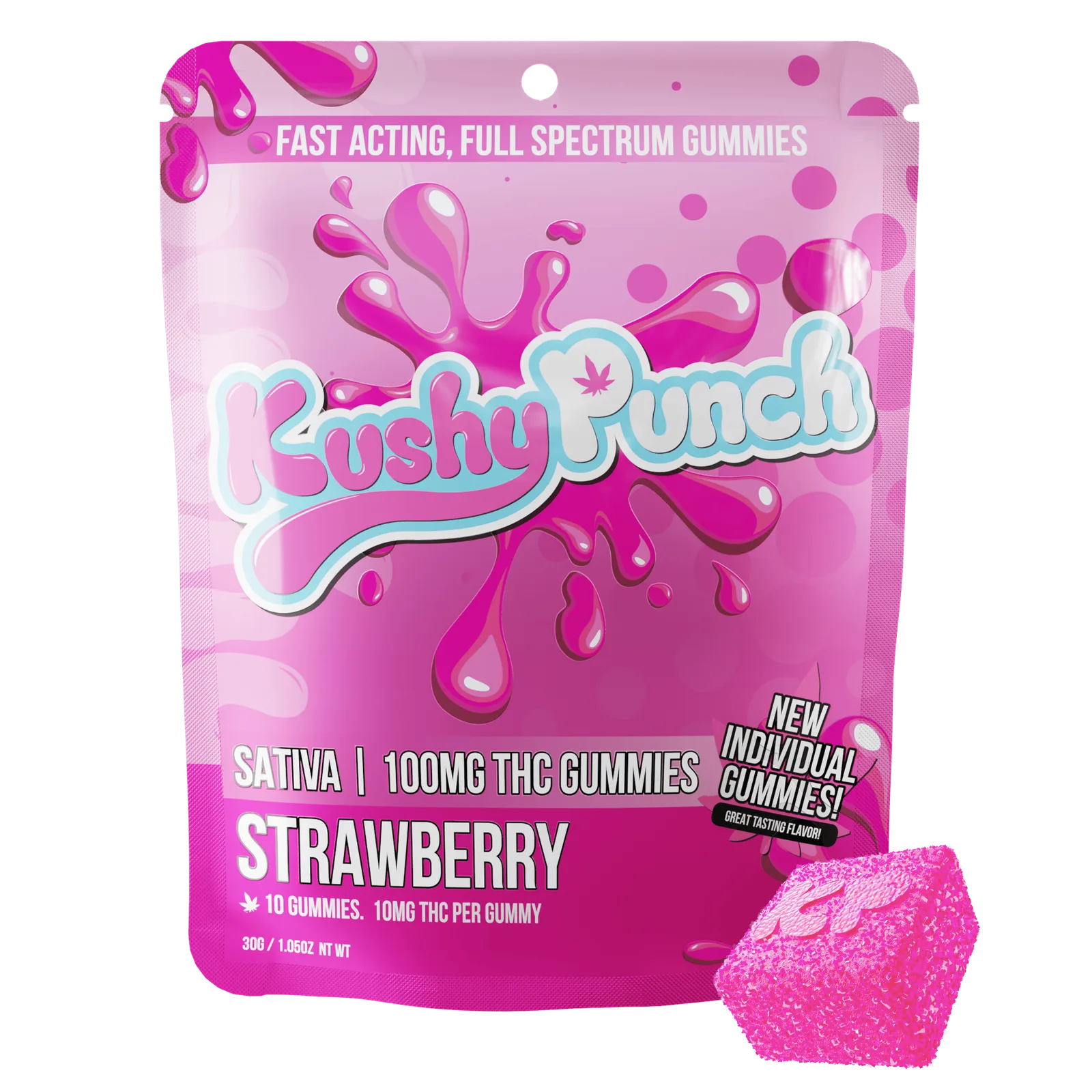 Kushy Punch - Sativa Strawberry INDIVIDUAL GUMMIES 100MG
