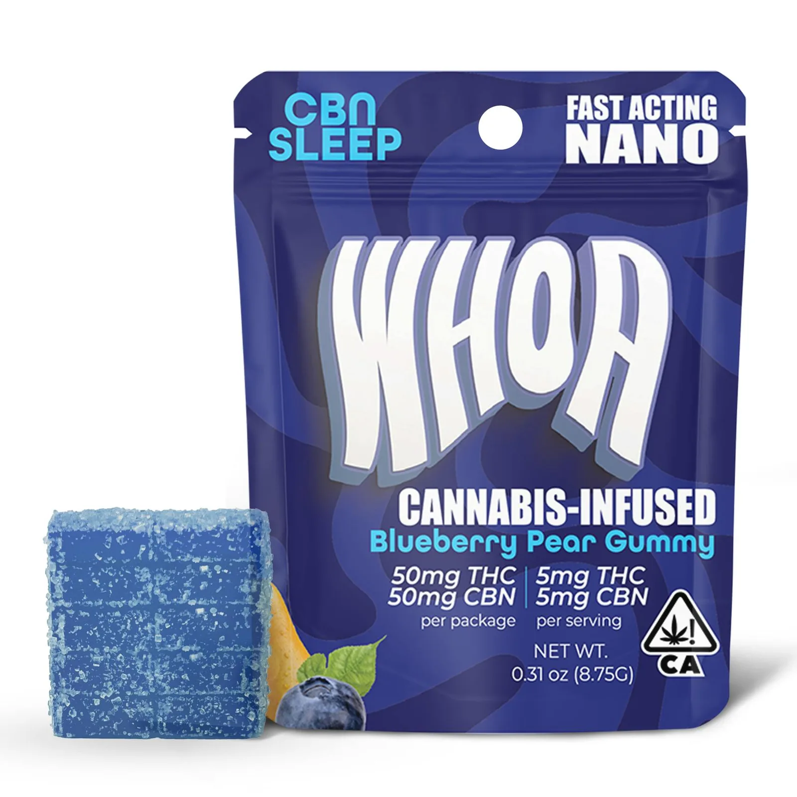 WHOA Blueberry Pear CBN Gummy - Bite, Sleep Aid (1:1 50mg:50mg)