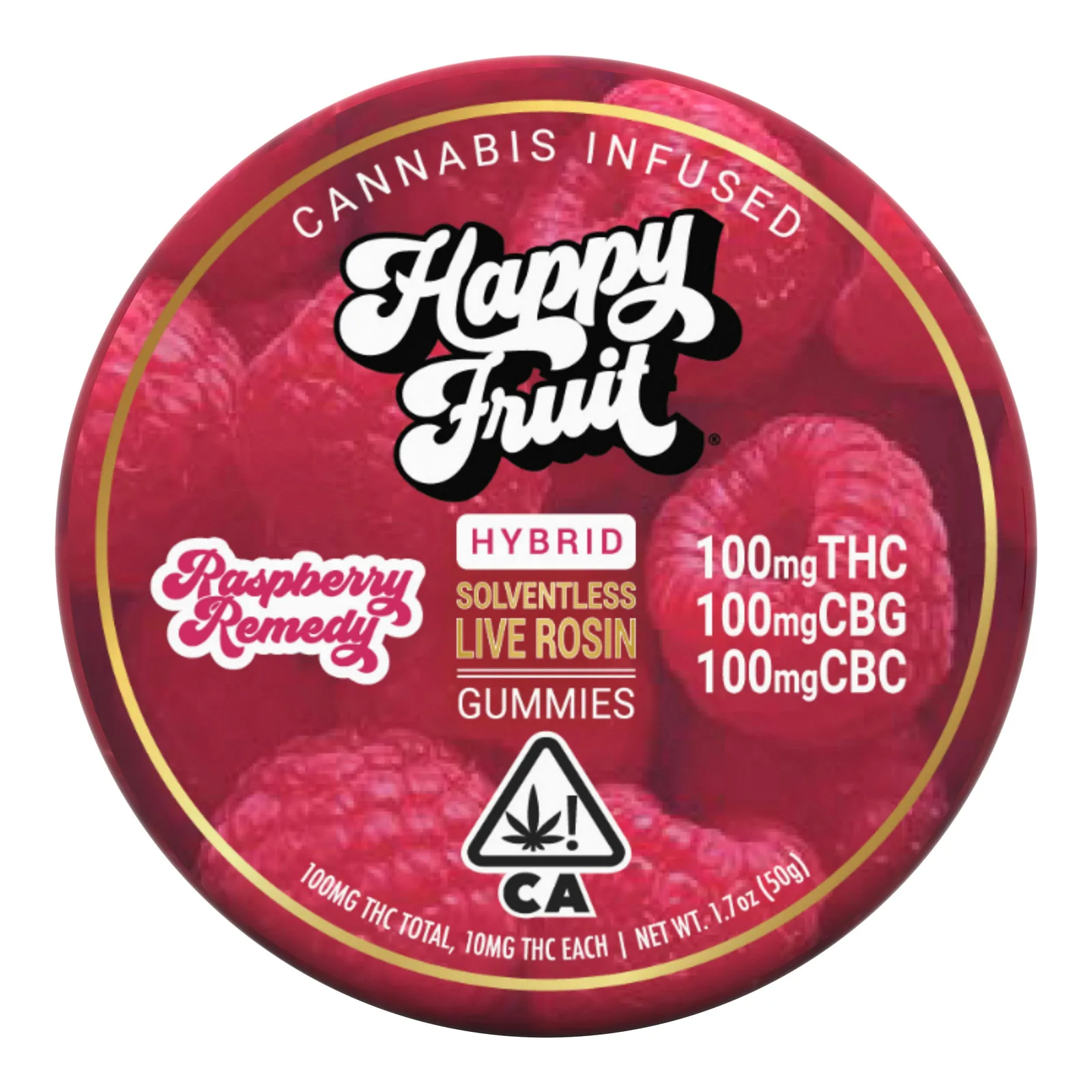 Raspberry Remedy Rosin Gummies : 100 MG THC + 100 MG CBC + 100 MG CBG