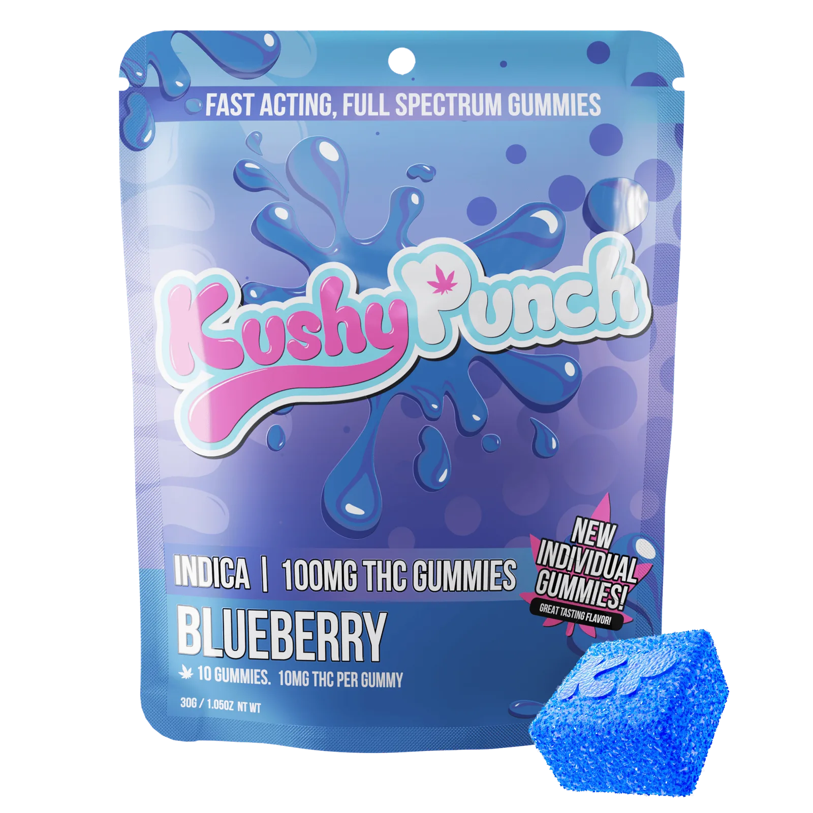 Kushy Punch - Indica Blueberry INDIVIDUAL GUMMIES 100MG