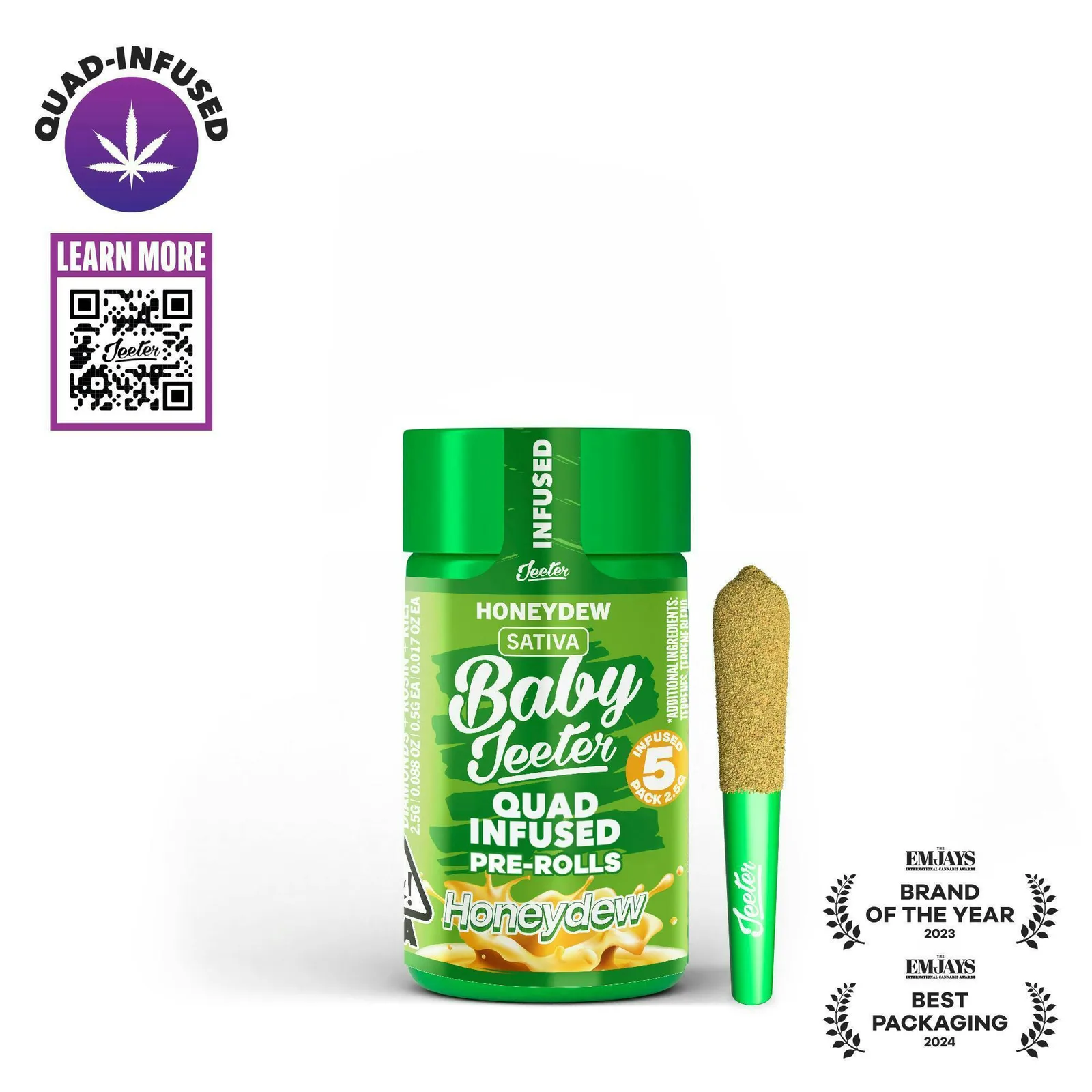 Jeeter | Honeydew | Quad-Infused Minis | 0.5g each | 5pk