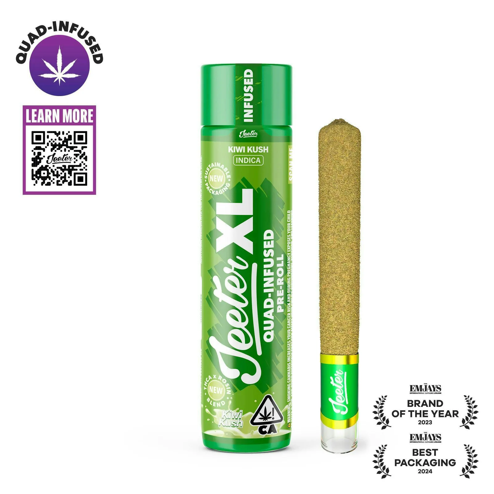 Jeeter | Kiwi Kush | XL Quad-Infused Joint | 2g
