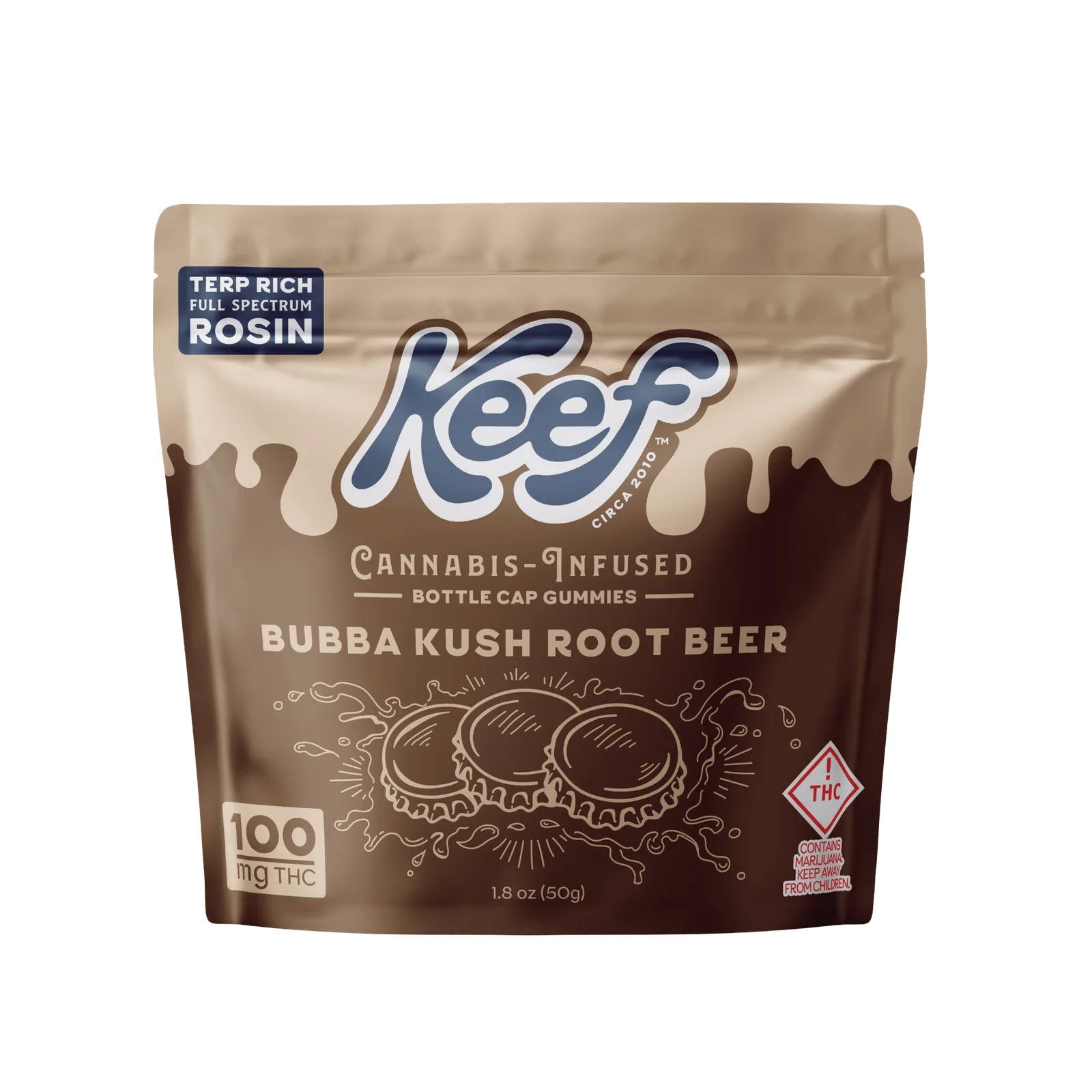 Keef Bottle Cap Gummies Bubba Kush Root Beer