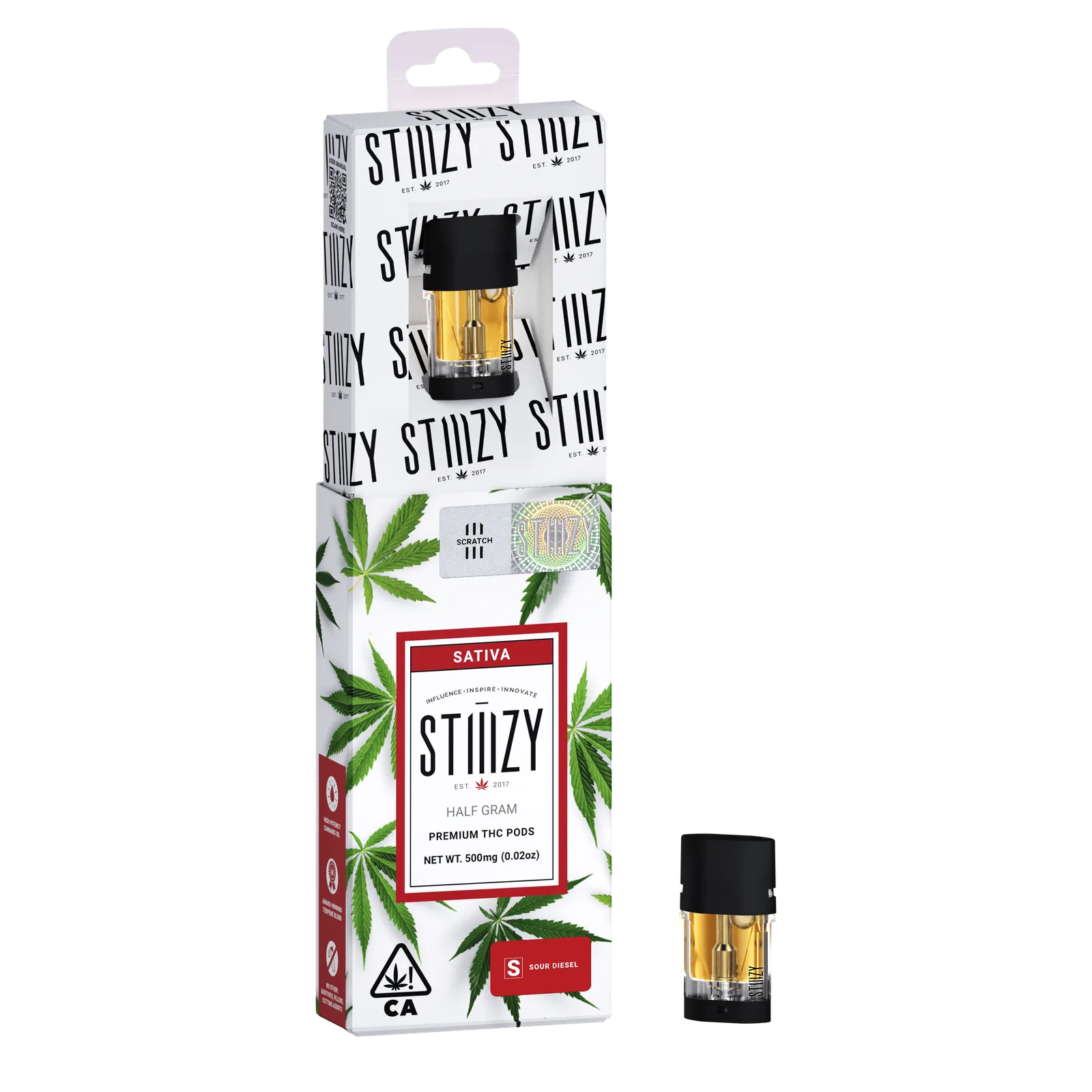 Vape Cartridge - SOUR DIESEL .5G Original THC Pod - STIIIZY