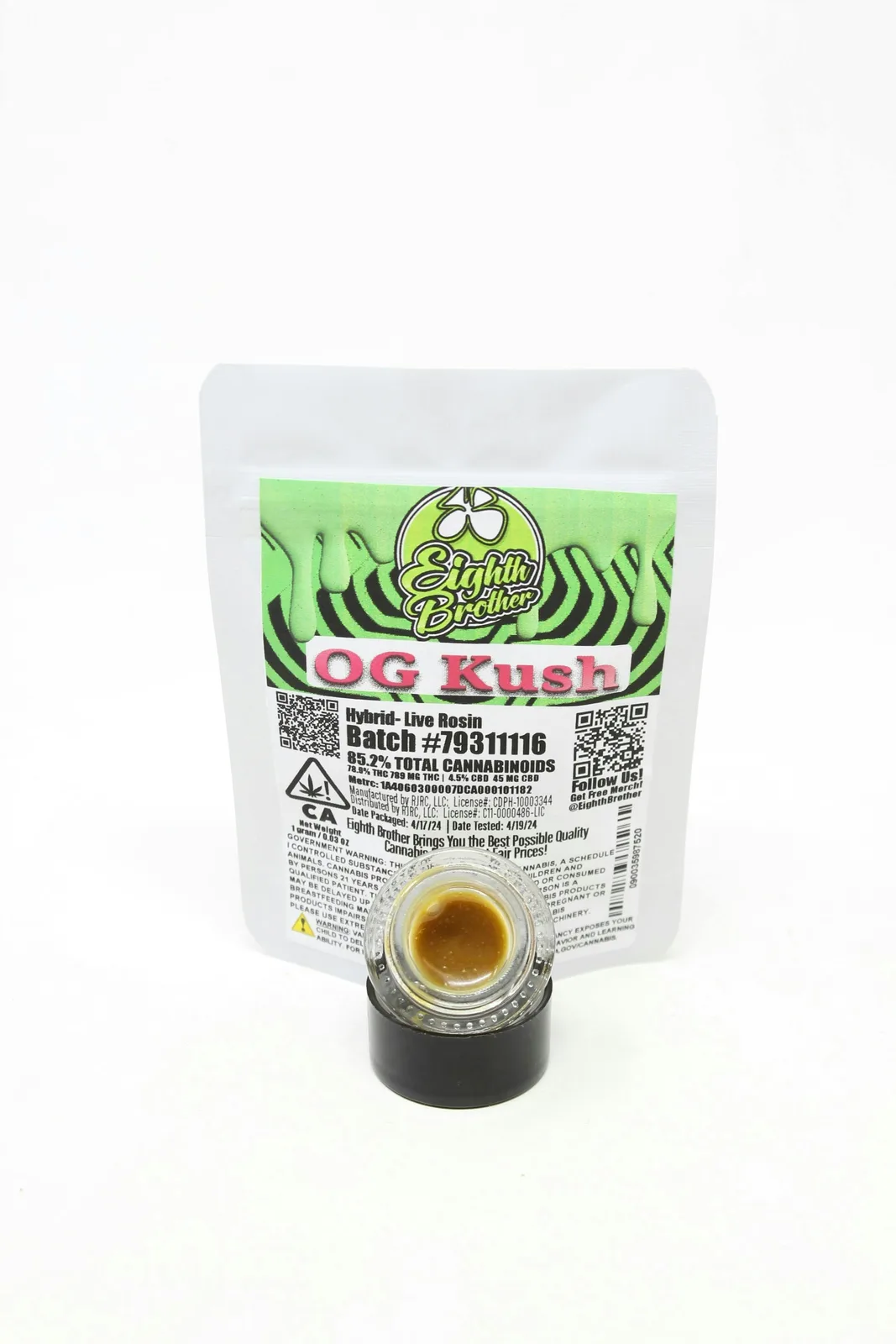 Eighth Brother | OG Kush | Live Rosin | Fresh Press | 1g