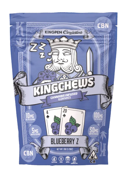 Kingchew | Blueberry Z CBN Gummies | 100mg THC 50mg CBN | 10ct 10mg each