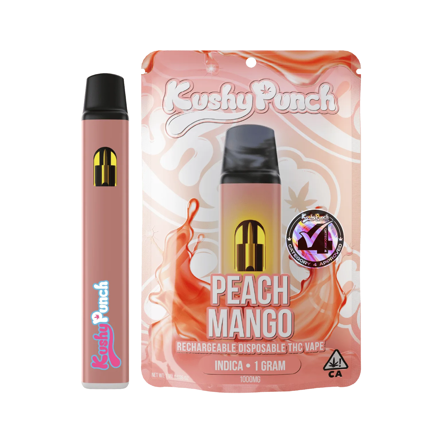1G Kushy Punch Vape - Peach Mango
