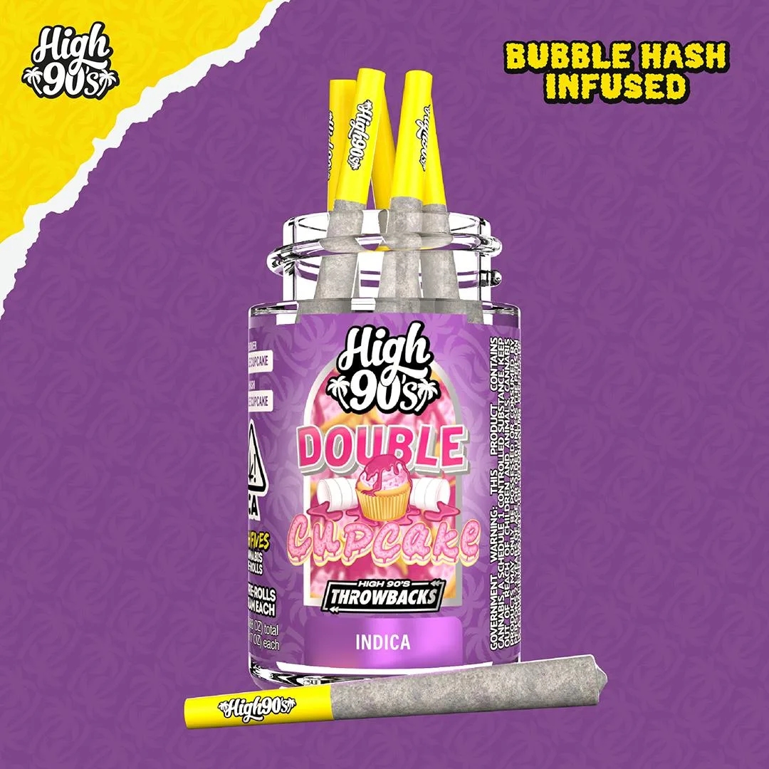 Double Cupcake - 0.5g High Fives Bubble Hash Infused Pre-Rolls 5 Pack