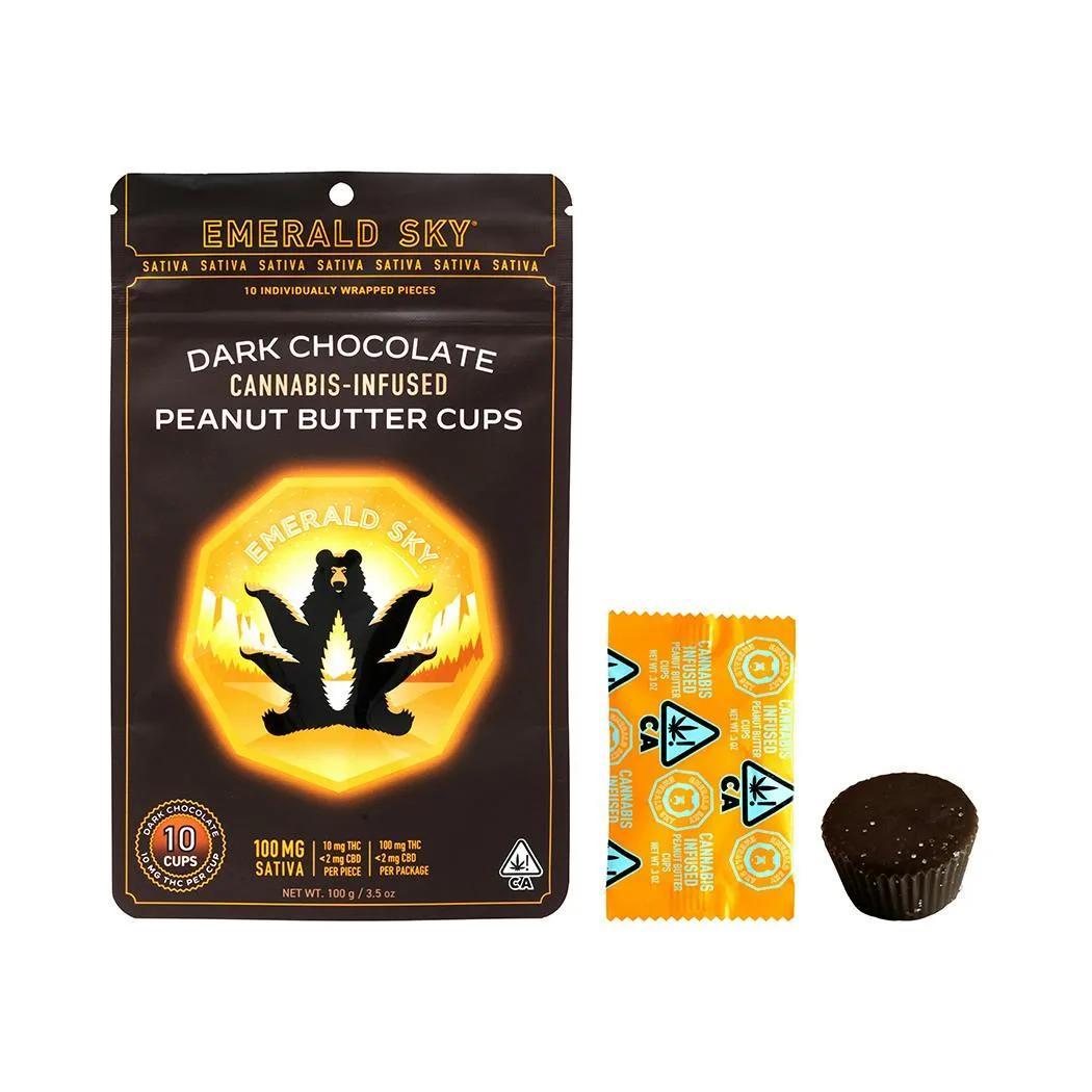 Emerald Sky Dark Chocolate Peanut Butter Cups - Sativa 100mg 10pk