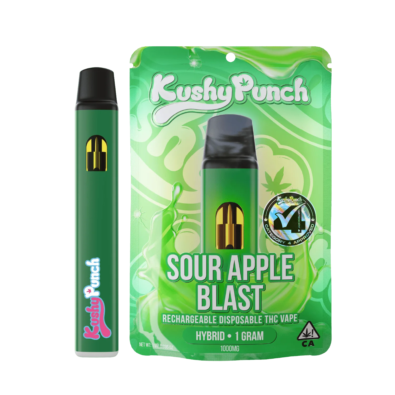 1G Kushy Punch Vape - Sour Apple Blast