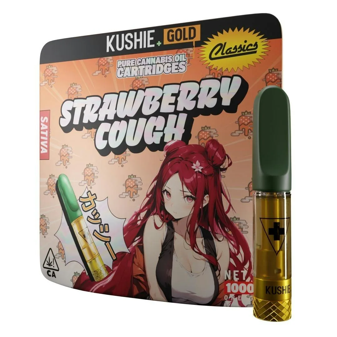 Strawberry Cough (Sativa) - Kushie+ Gold 1G Vape Cartridge