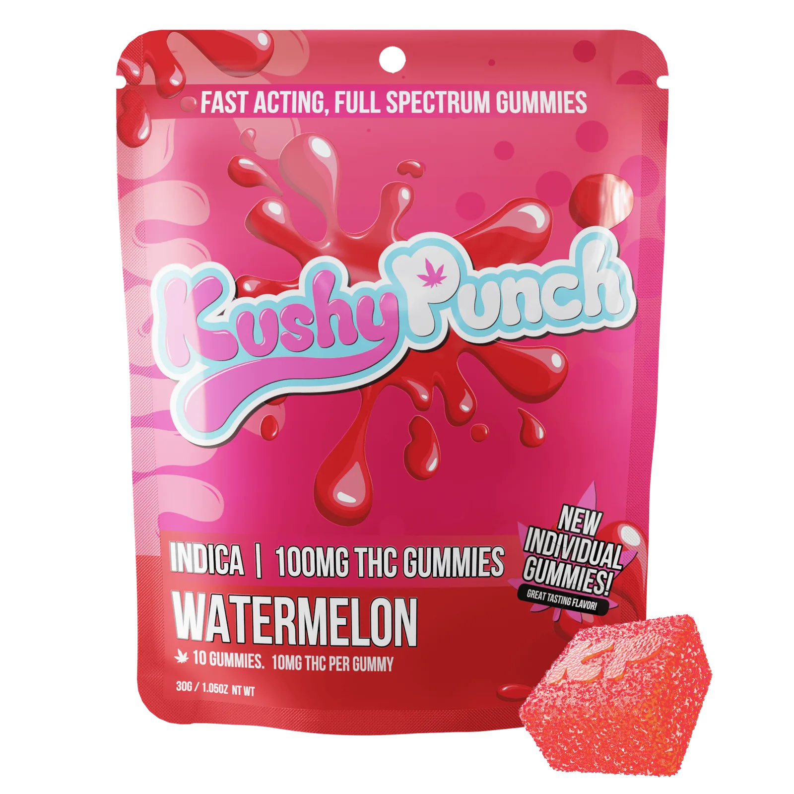 Kushy Punch - Indica Watermelon INDIVIDUAL GUMMIES 100MG