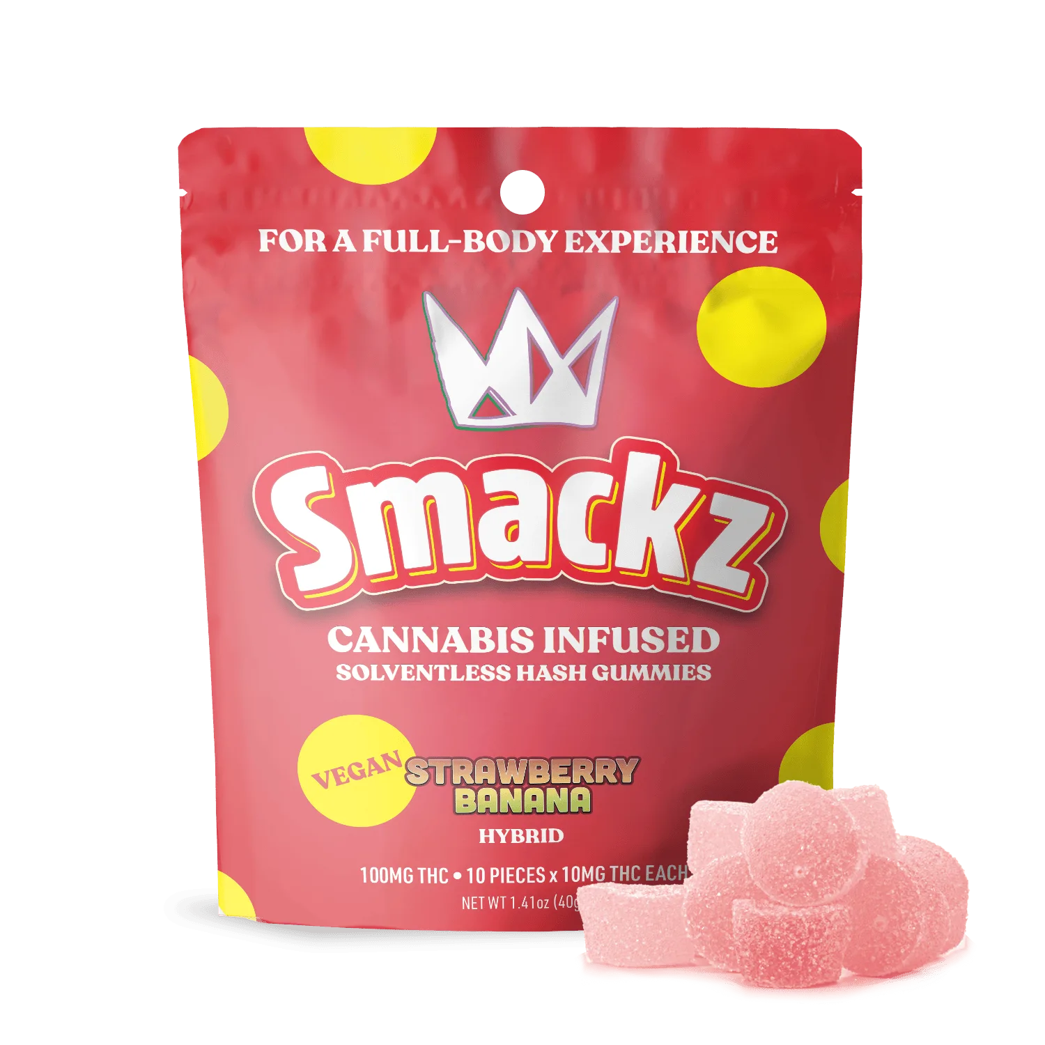 Strawberry Banana Flavored Solventless Gummies - 10x 10mg/gummy