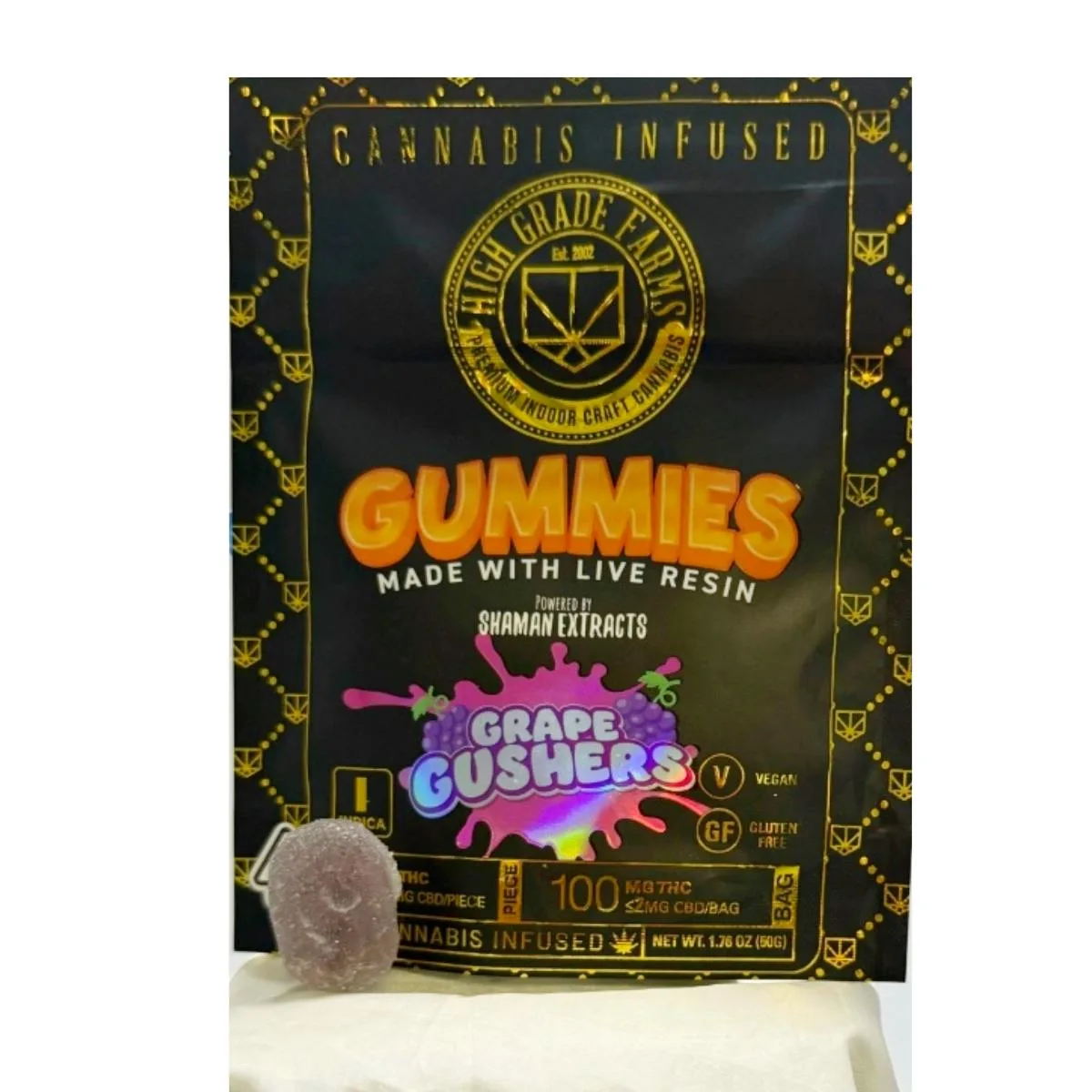 🍇 Grape Gushers Gummies – 100mg THC (10mg Each)