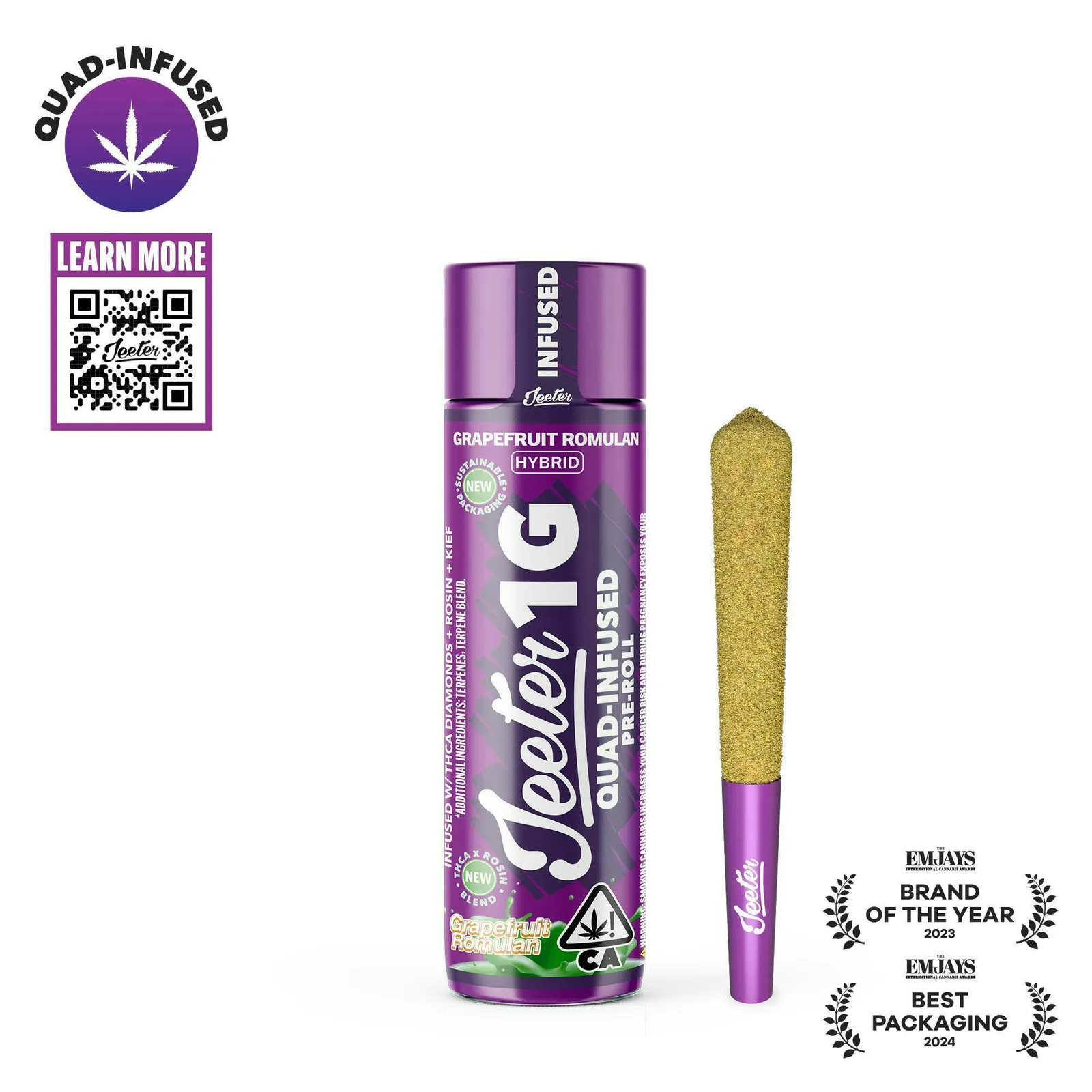 Jeeter | Grapefruit Romulan | Quad-Infused Joint | 1g