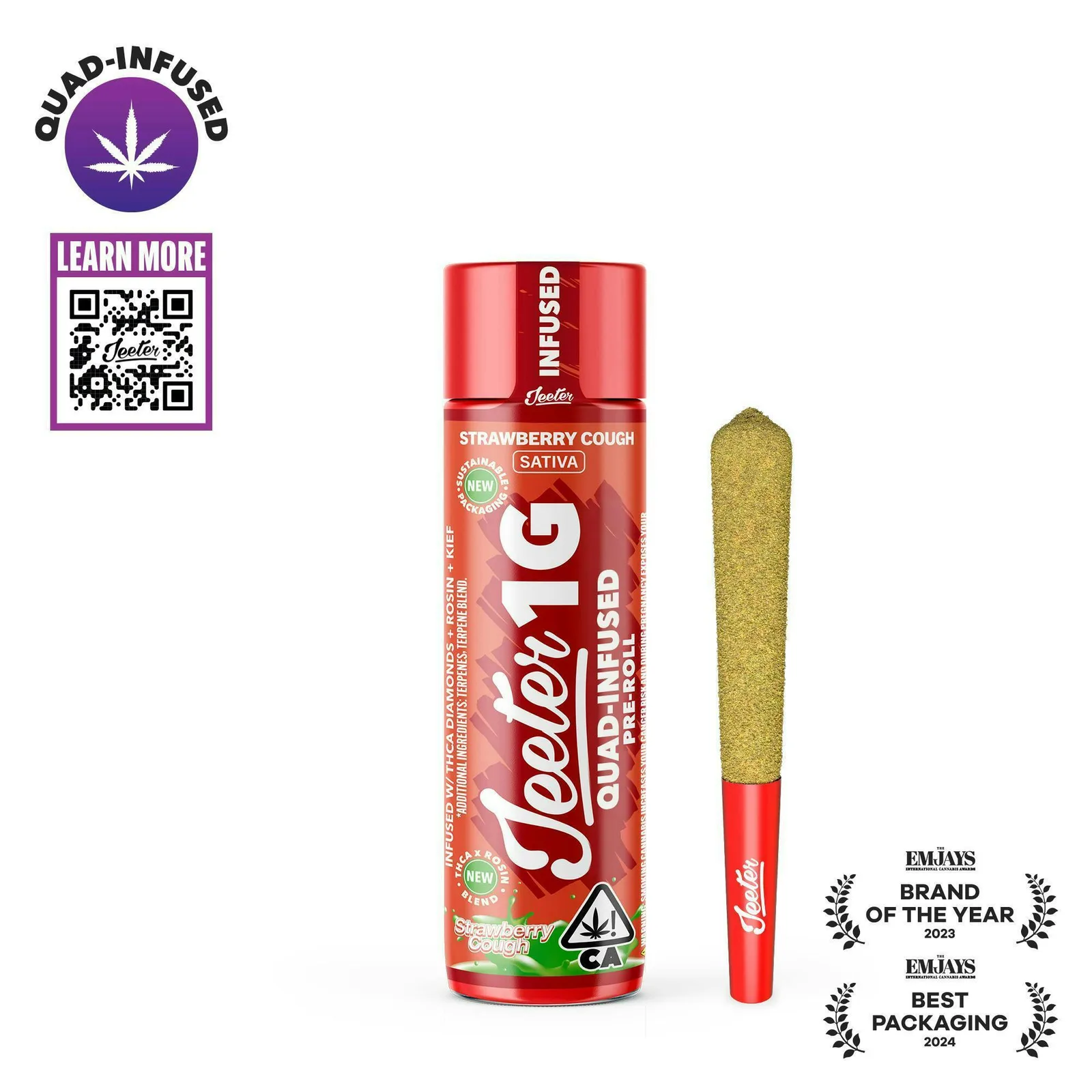 Jeeter | Strawberry Cough | Quad-Infused Joint | 1g