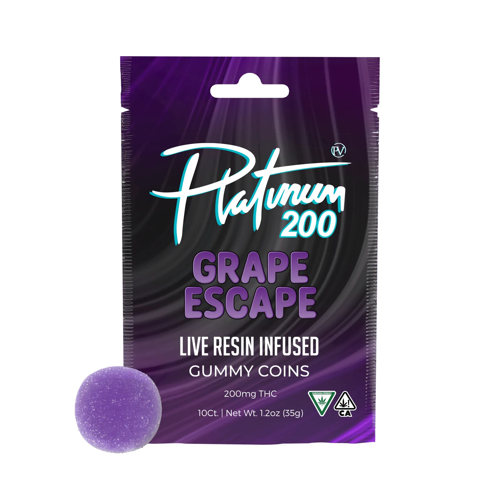 Platinum - Live Resin Gummy Coins Grape Escape 200mg